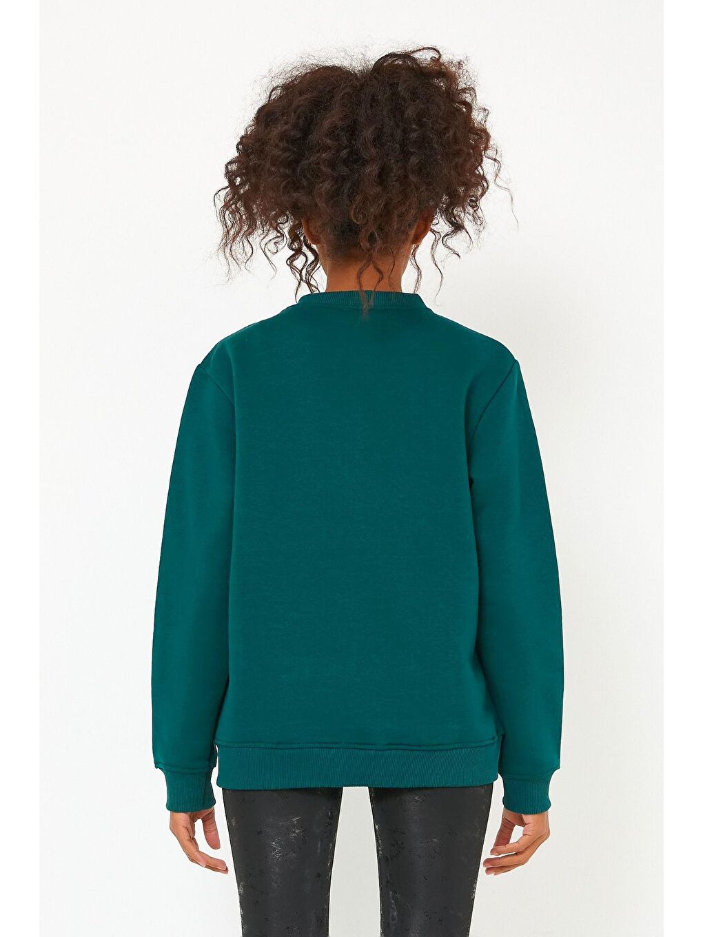 Yeşil Store Kadın Sweatshirt Içi Polarlı Baskılı Oversize Outdoor Sweatshirt-1