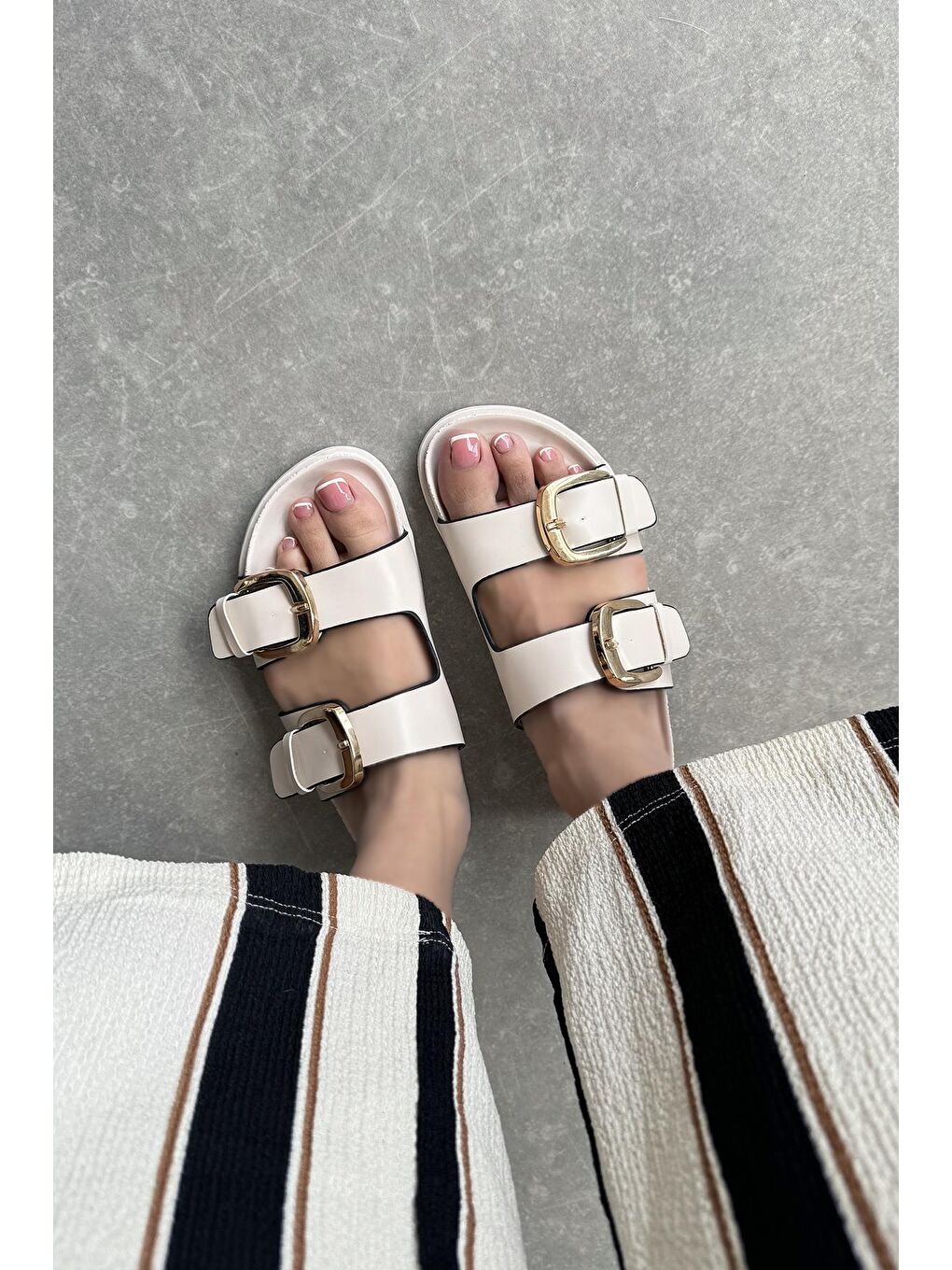 Bonita Kadın Toka Detay Günlük Konfor Terlik Bej-1