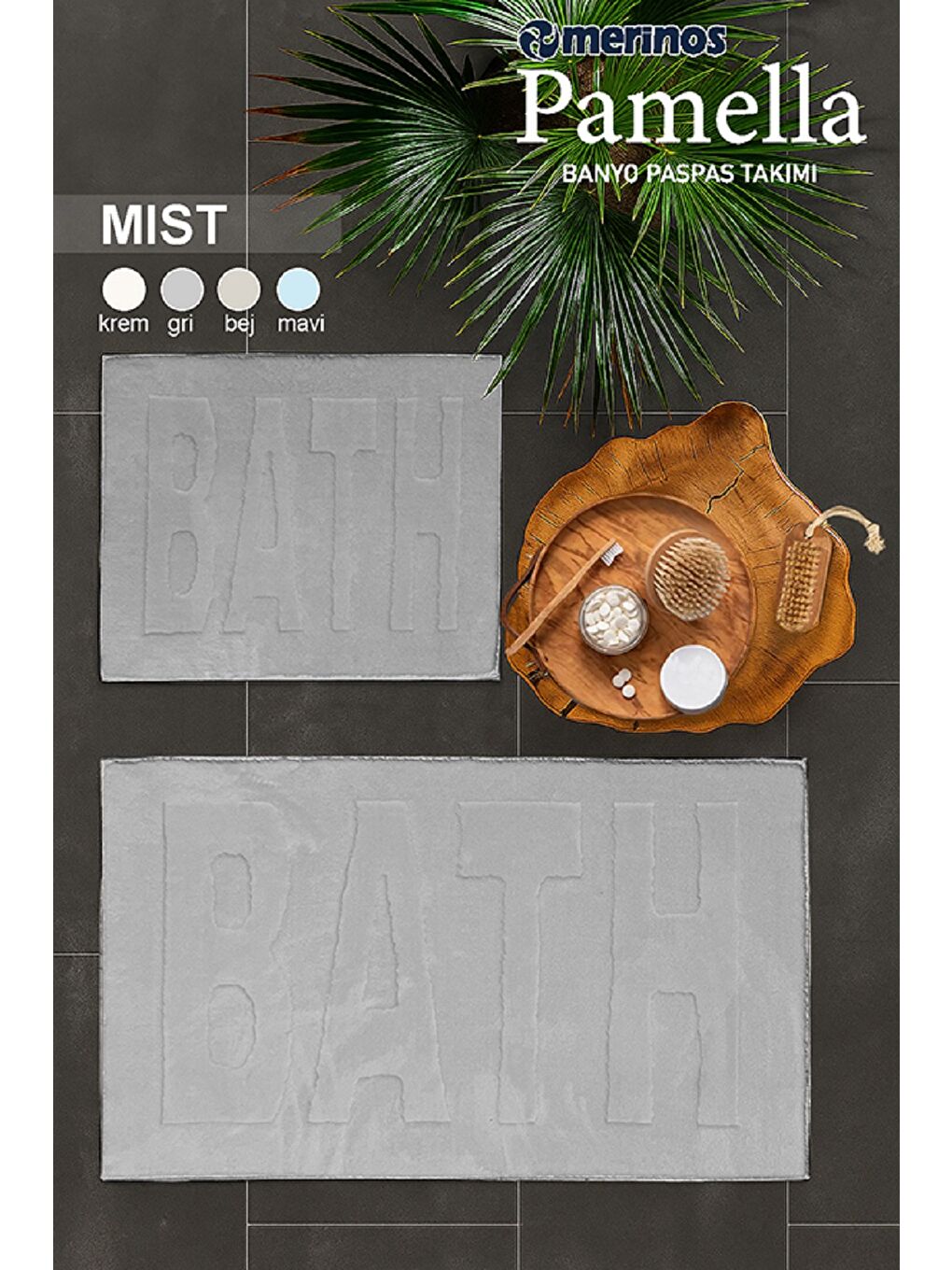 Pamella 2 Li Banyo Paspas Takımı Mist Gri GRI