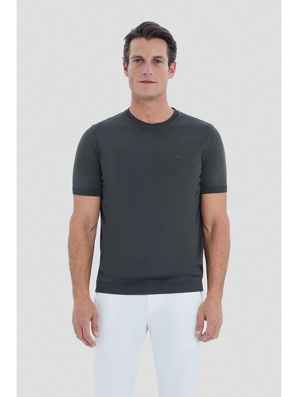 Koyu Yeşil Slim Fit Triko Bisiklet Yaka Tişört