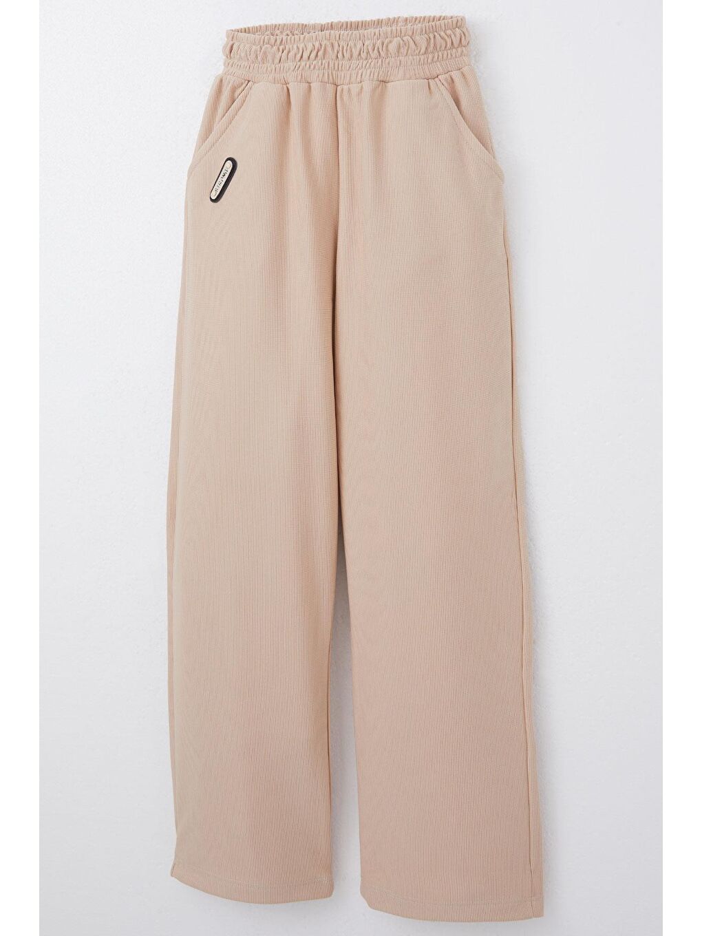 Kız Çocuk Eşofman Altı Beli Lastikli Cepli Armalı Bej (6-12 Yaş)-2