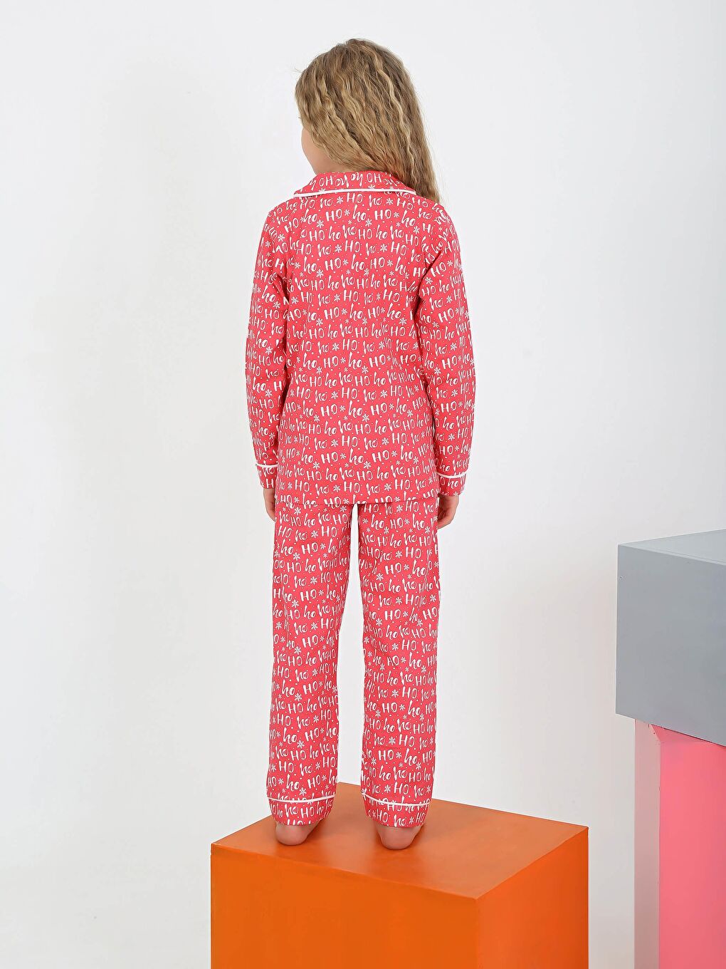 Vitmo Fuşya Düğmeli Kız Uzun Kollu 'Hoho' Model Pijama Takımı - 3