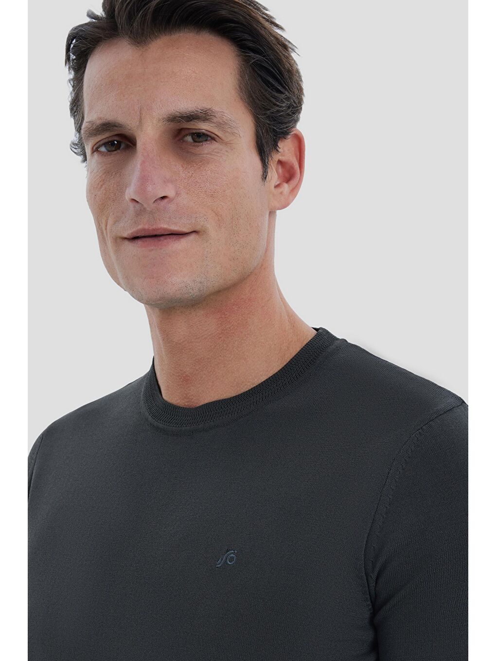 Koyu Yeşil Slim Fit Triko Bisiklet Yaka Tişört-4