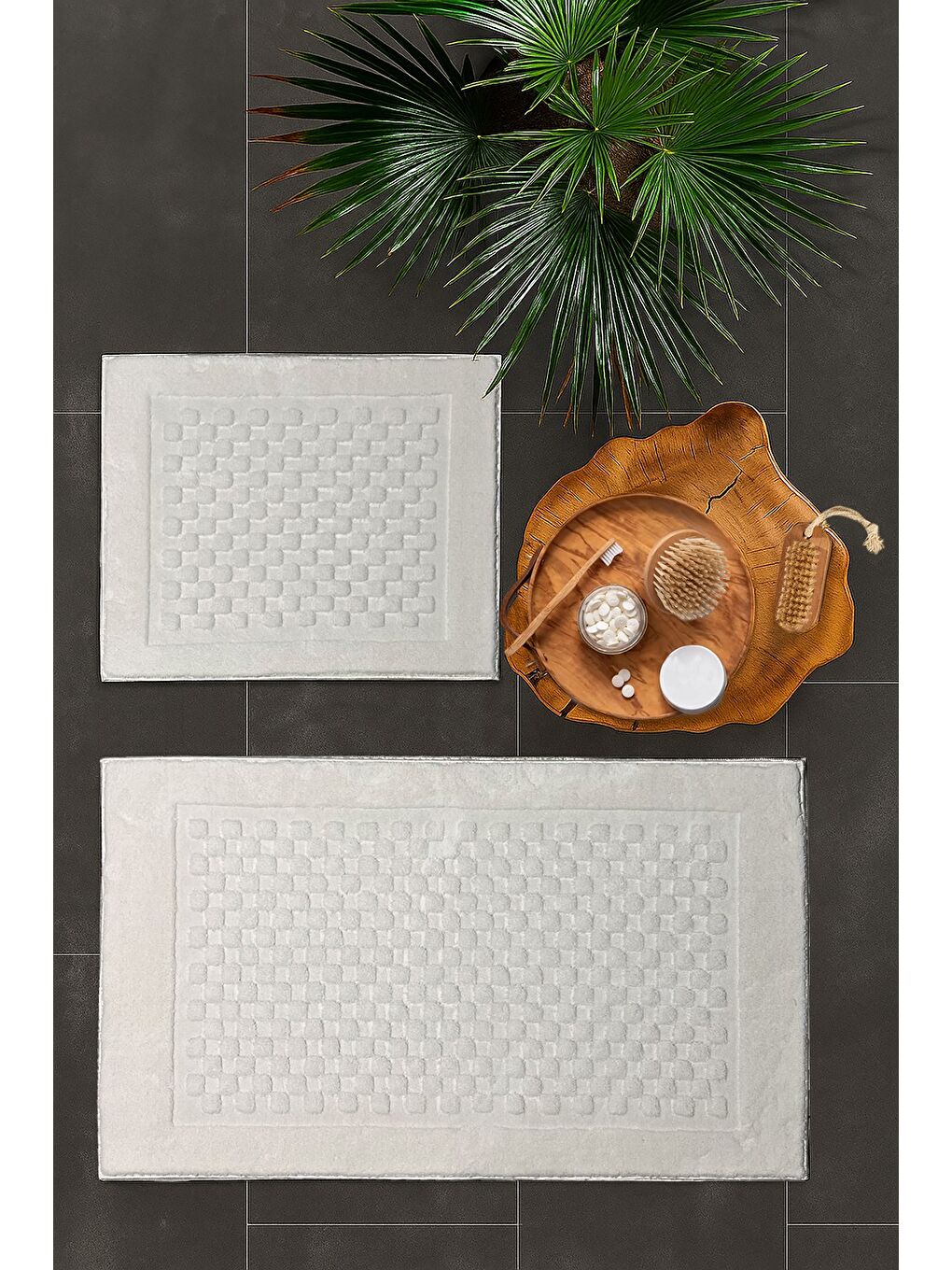 Ekru Pamella 2 Li Banyo Paspas Takımı Neat Krem KREM