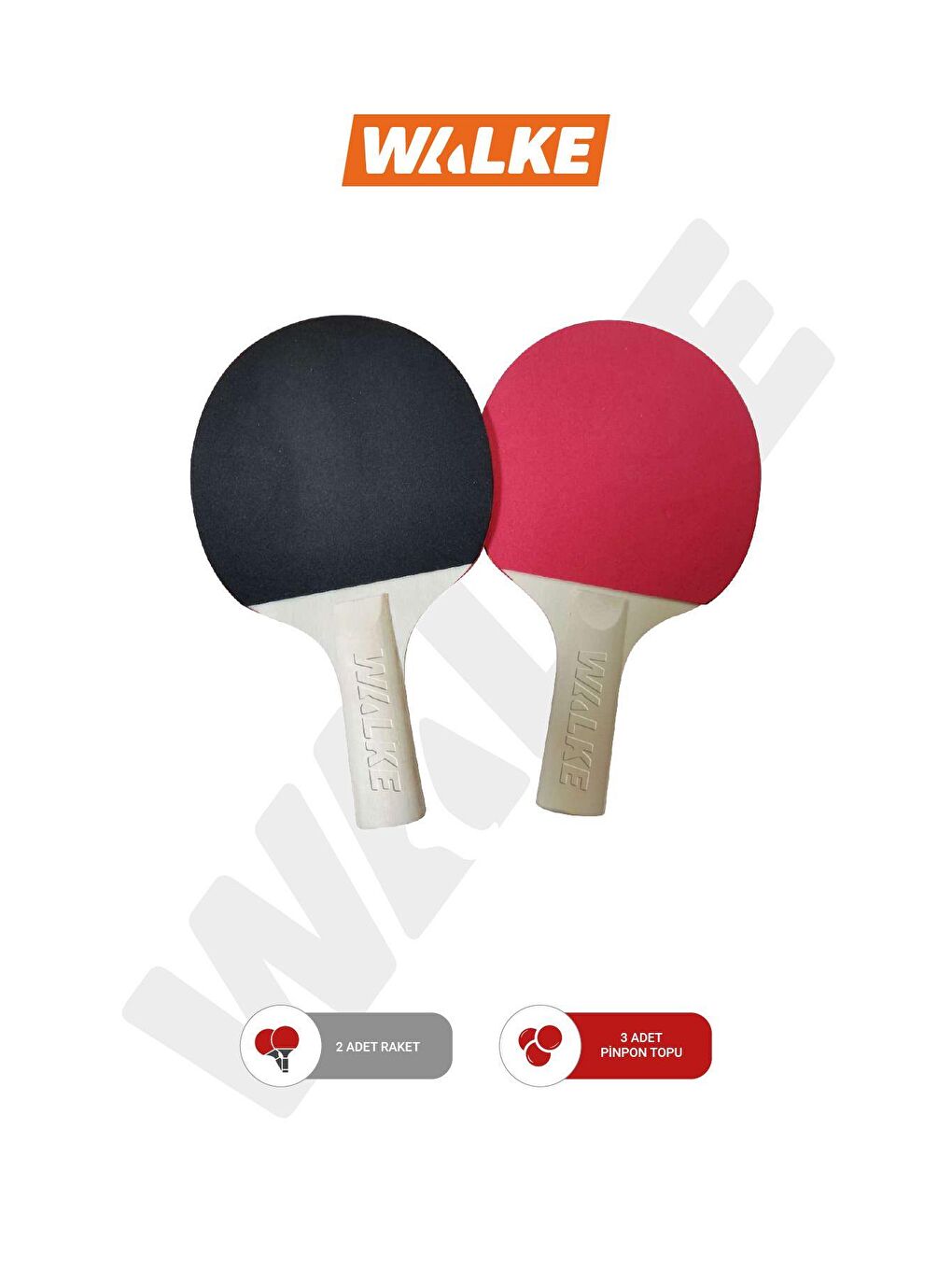 Karışık Masa Tenisi Seti - 2 Masa Tenisi Raketi + 3 Pinpon Topu-1