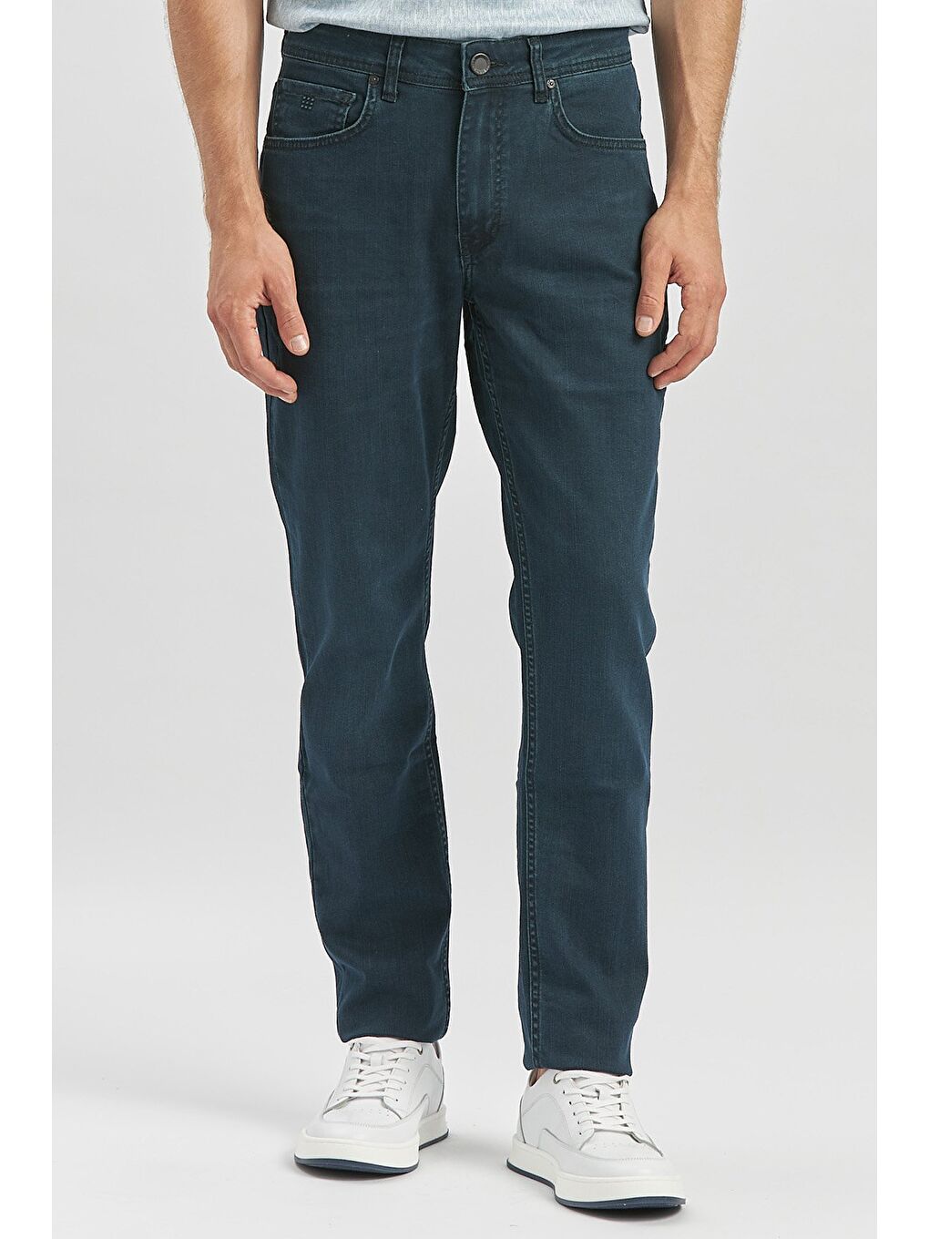 Koyu Yeşil Düz Cord Slim Fit Casual Denim Pantolon 1023245151