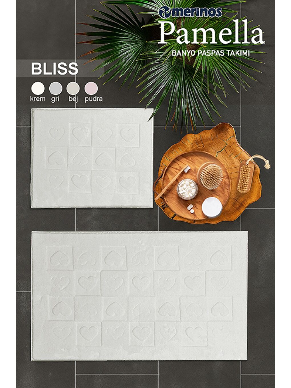 Ekru Pamella 2 Li Banyo Paspas Takımı Bliss Krem KREM