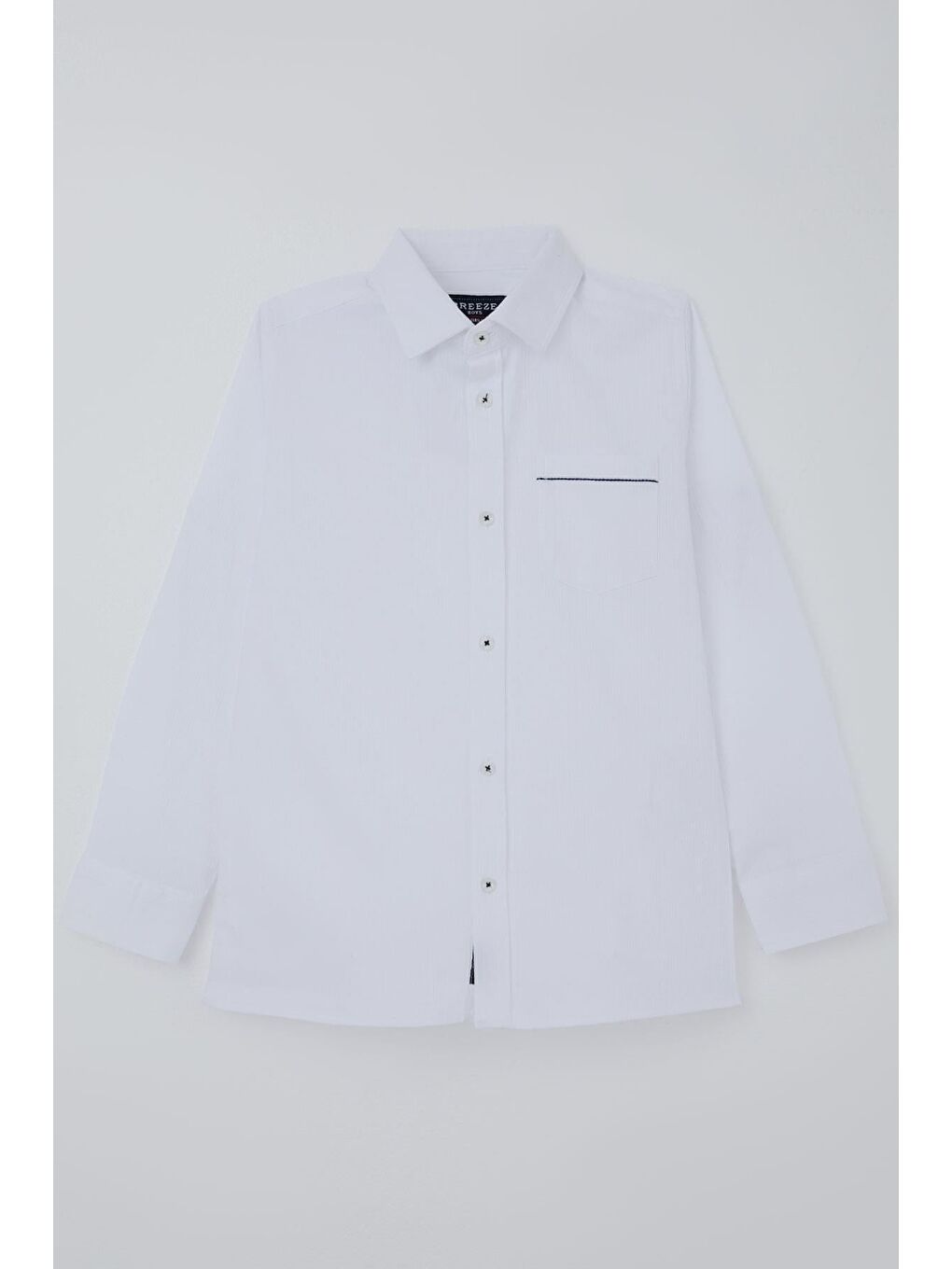 Erkek Çocuk Gömlek Cep Kısmı Kontrast Şerit Detaylı Düğmeli Beyaz (4-8 Yaş)-2