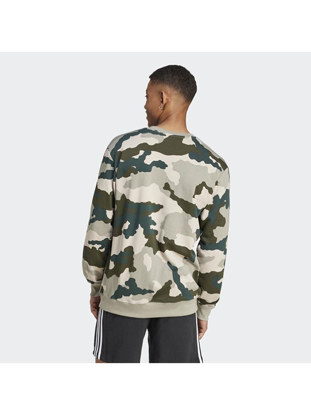 Adidas Bej Camo Crew Erkek Bej Yuvarlak Yaka Sweatshirt - 1