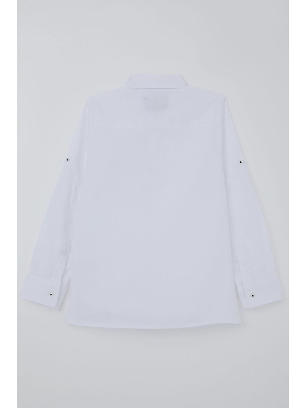 Erkek Çocuk Gömlek Cep Kısmı Kontrast Şerit Detaylı Düğmeli Beyaz (4-8 Yaş)-3