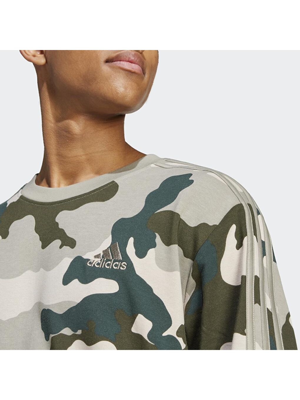 Adidas Bej Camo Crew Erkek Bej Yuvarlak Yaka Sweatshirt - 2