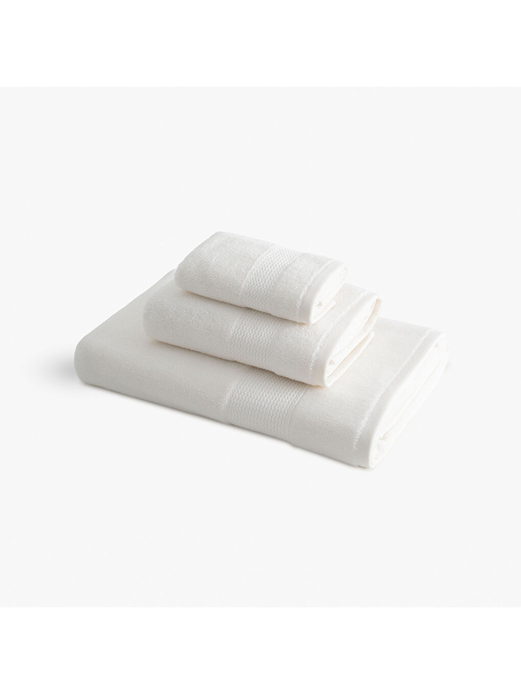 Ekru Lara 3'lü Havlu Seti %100 Pamuk Bordürlü Krem-1