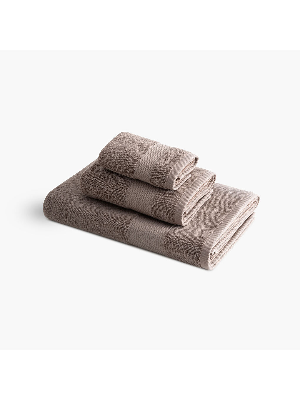 Lara 3'lü Havlu Seti %100 Pamuk Bordürlü Kahverengi-1