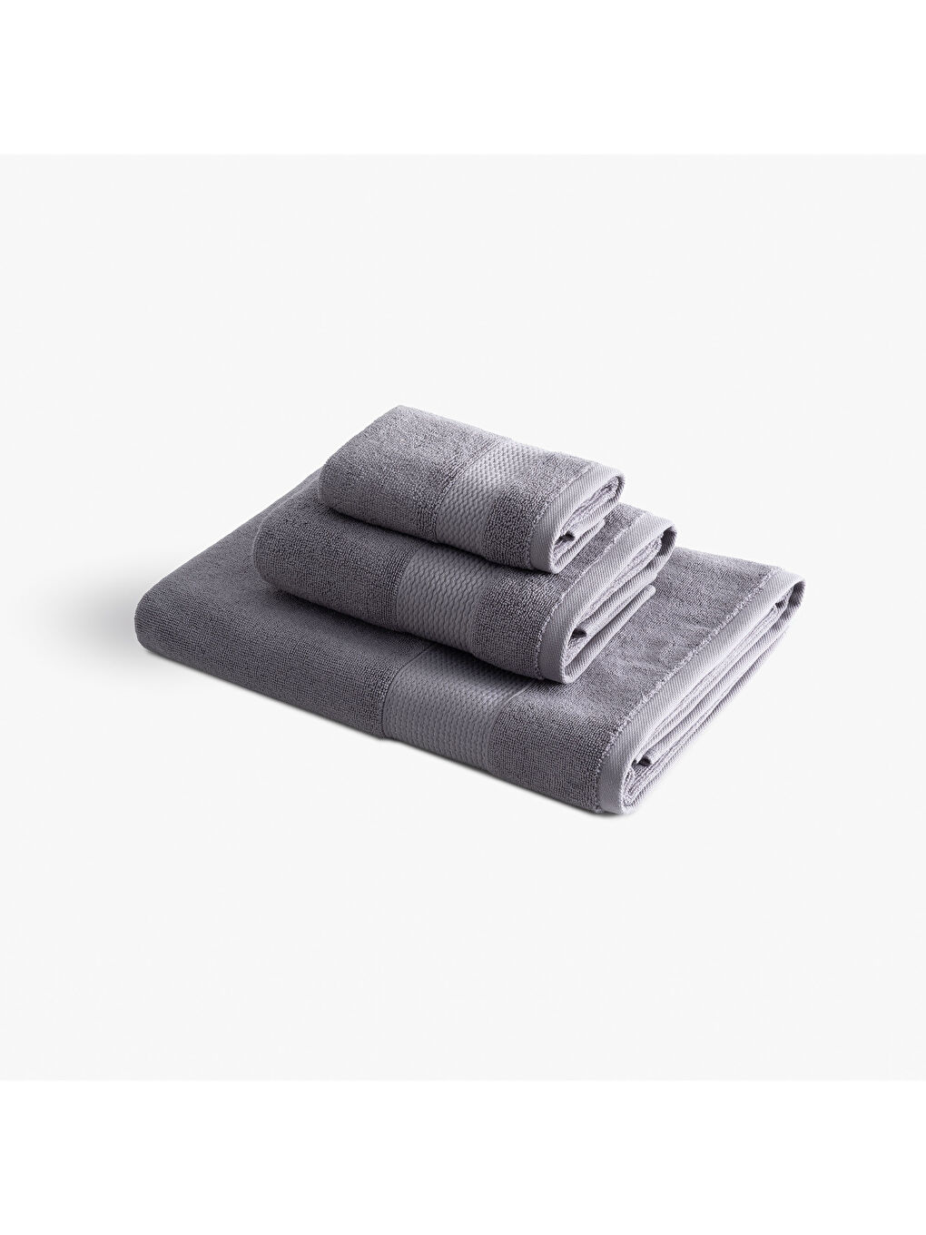 Lara 3'lü Havlu Seti %100 Pamuk Bordürlü Koyu Gri-1