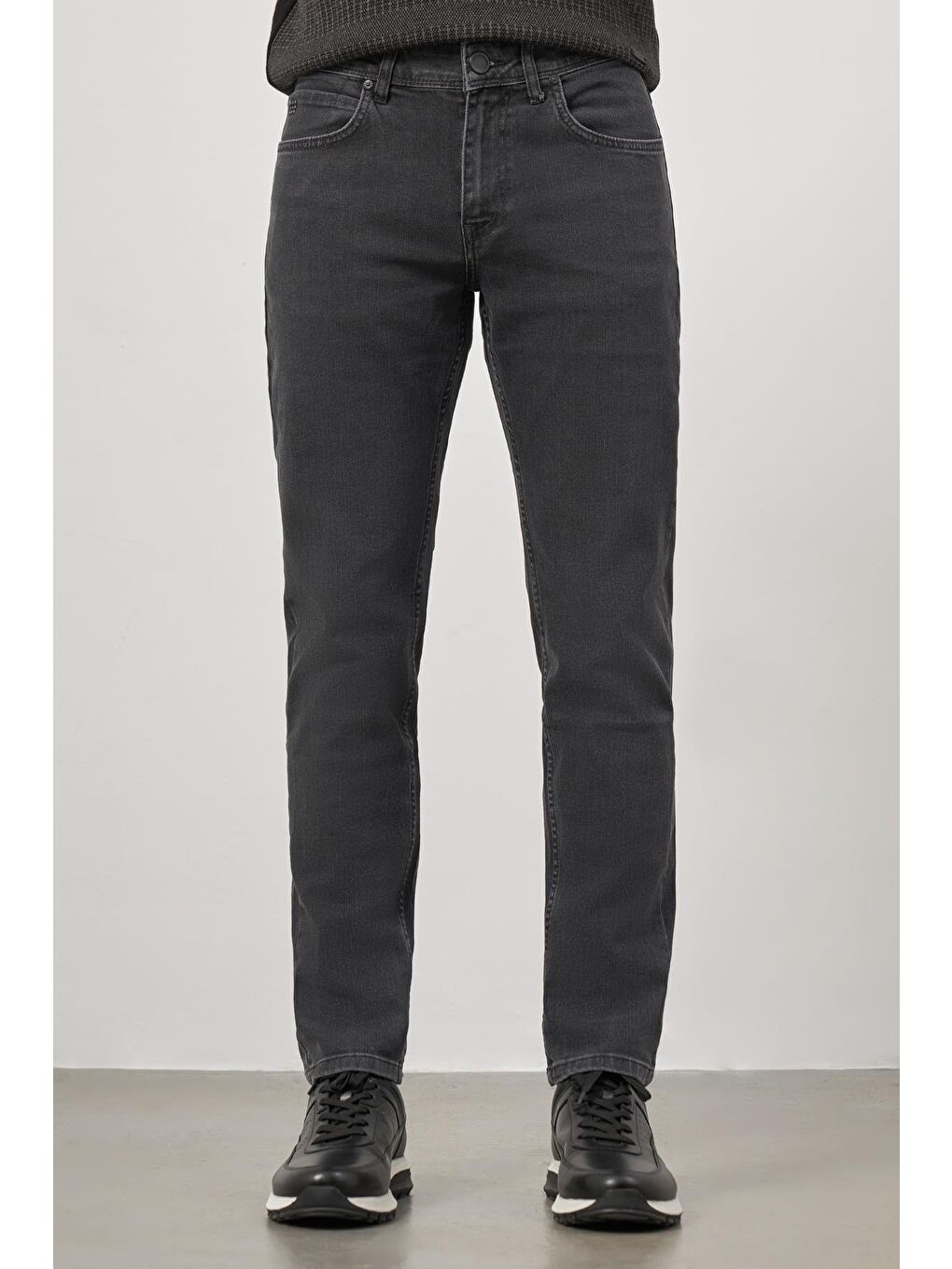 Gri Düz Gabardin Slim Fit Casual Denim Pantolon 1023245152