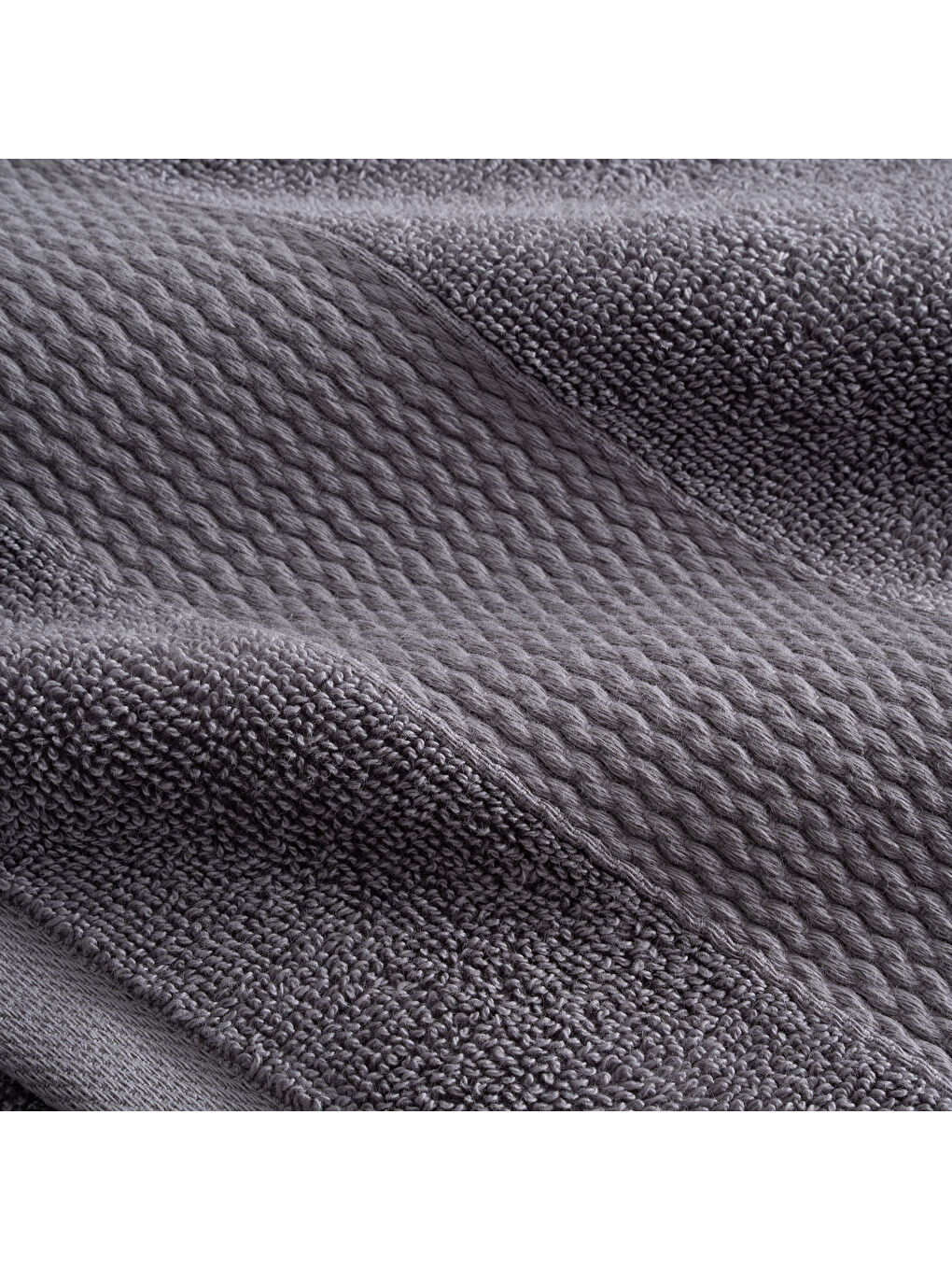 Lara 3'lü Havlu Seti %100 Pamuk Bordürlü Koyu Gri-2