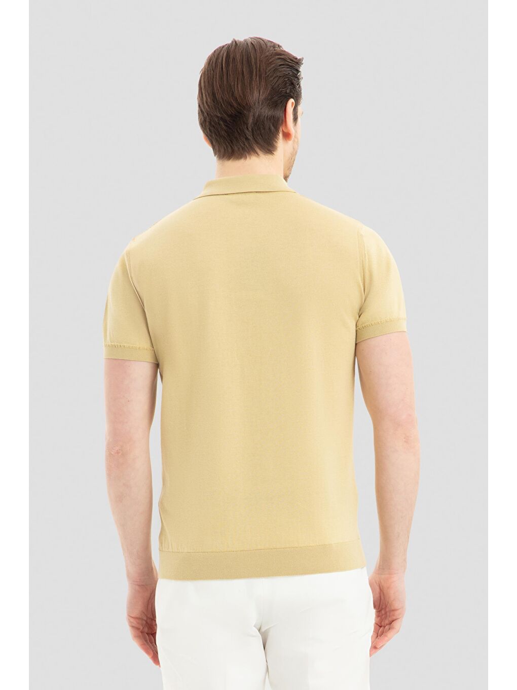 Turkuaz Erkek Camel Slim Fit %100 Pamuk Desenli Triko Polo Yaka Tişört-2