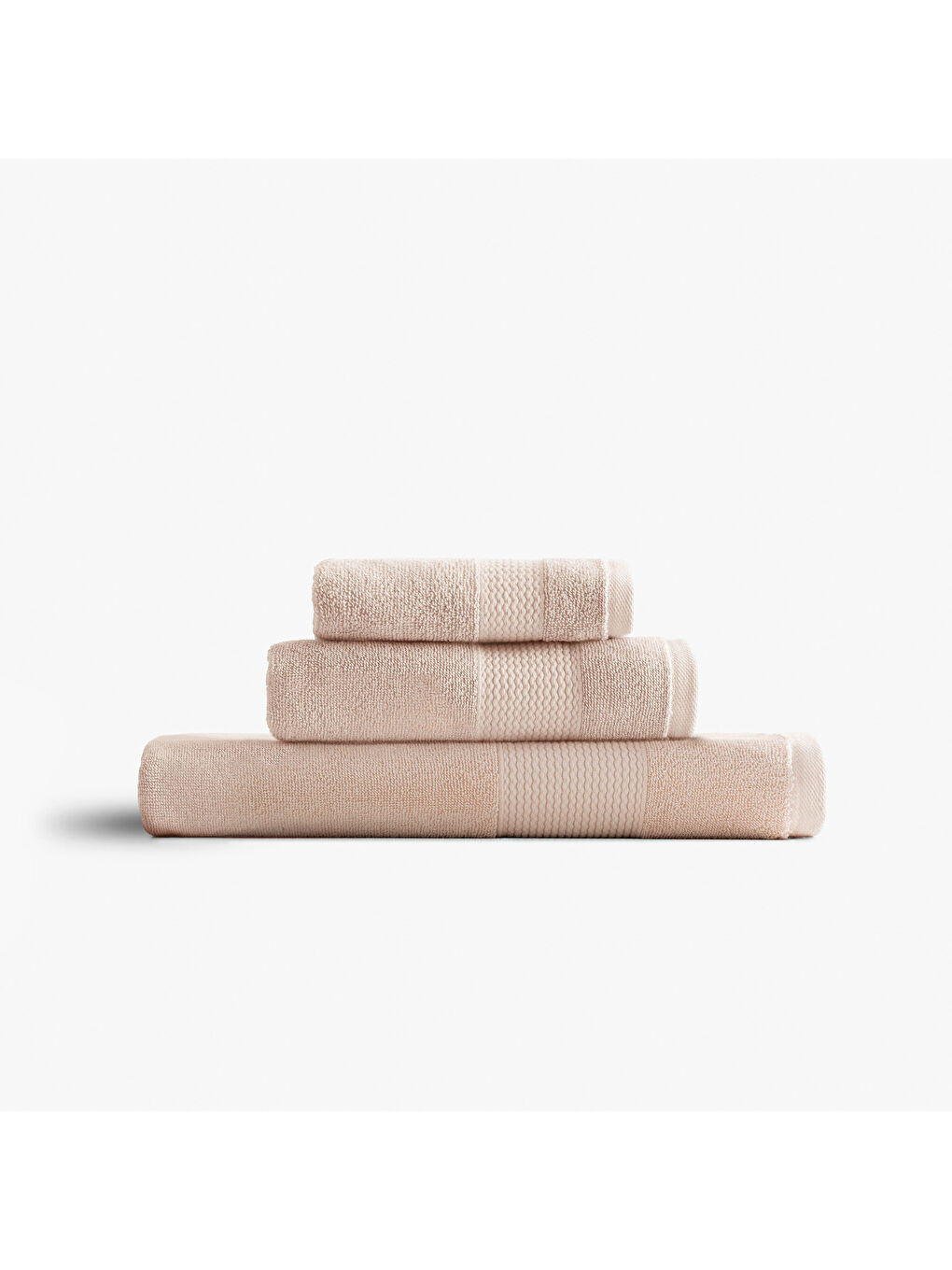 Pembe Lara 3'lü Havlu Seti %100 Pamuk Bordürlü Açık Somon