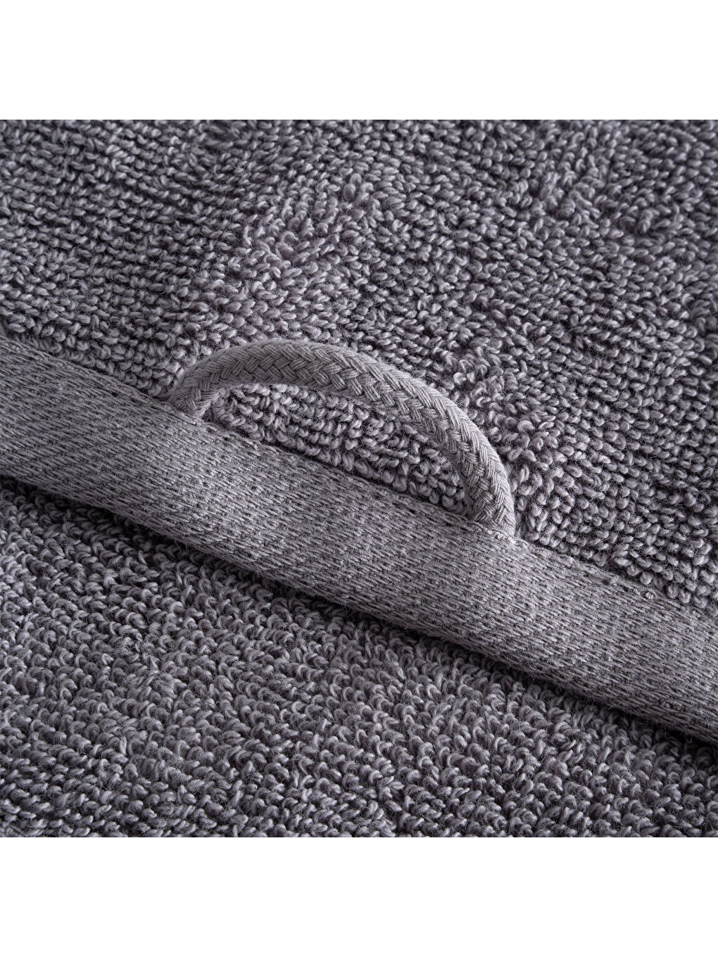 Lara 3'lü Havlu Seti %100 Pamuk Bordürlü Koyu Gri-4