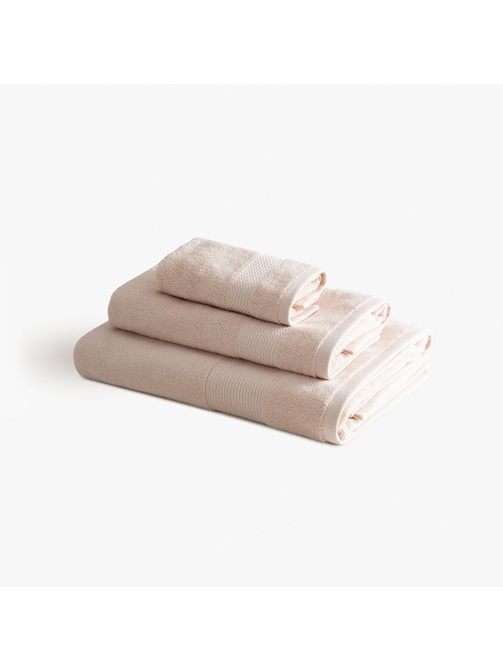 Pembe Lara 3'lü Havlu Seti %100 Pamuk Bordürlü Açık Somon-1