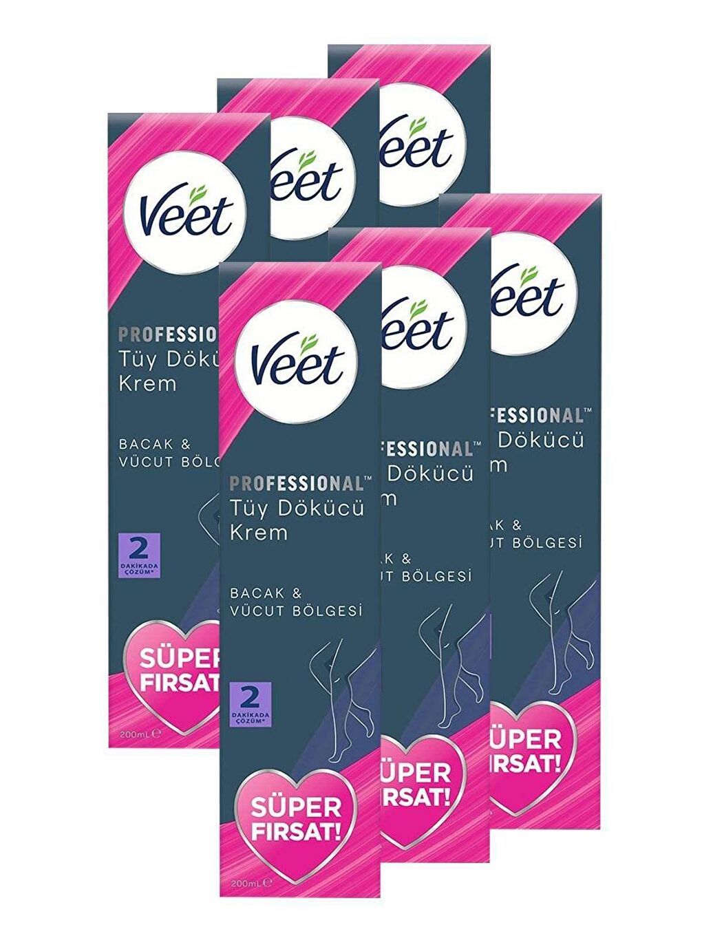 Veet Renksiz Professional Promo Tüm Ciltler Tüy Dökücü Krem 200 ml x 6 Adet