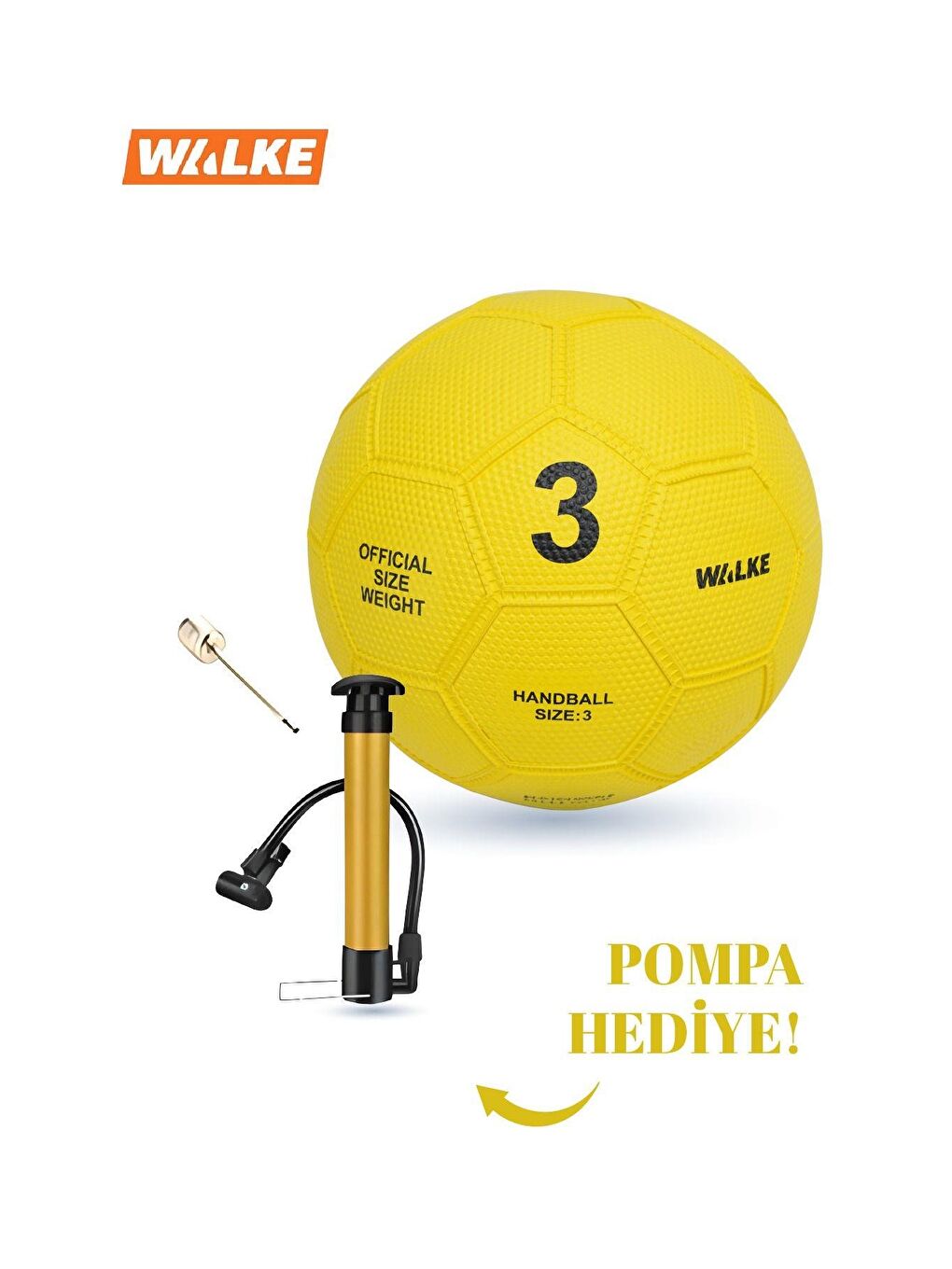 Sarı Premium 3 Numara Kauçuk Hentbol Topu Pompa Hediyeli-2