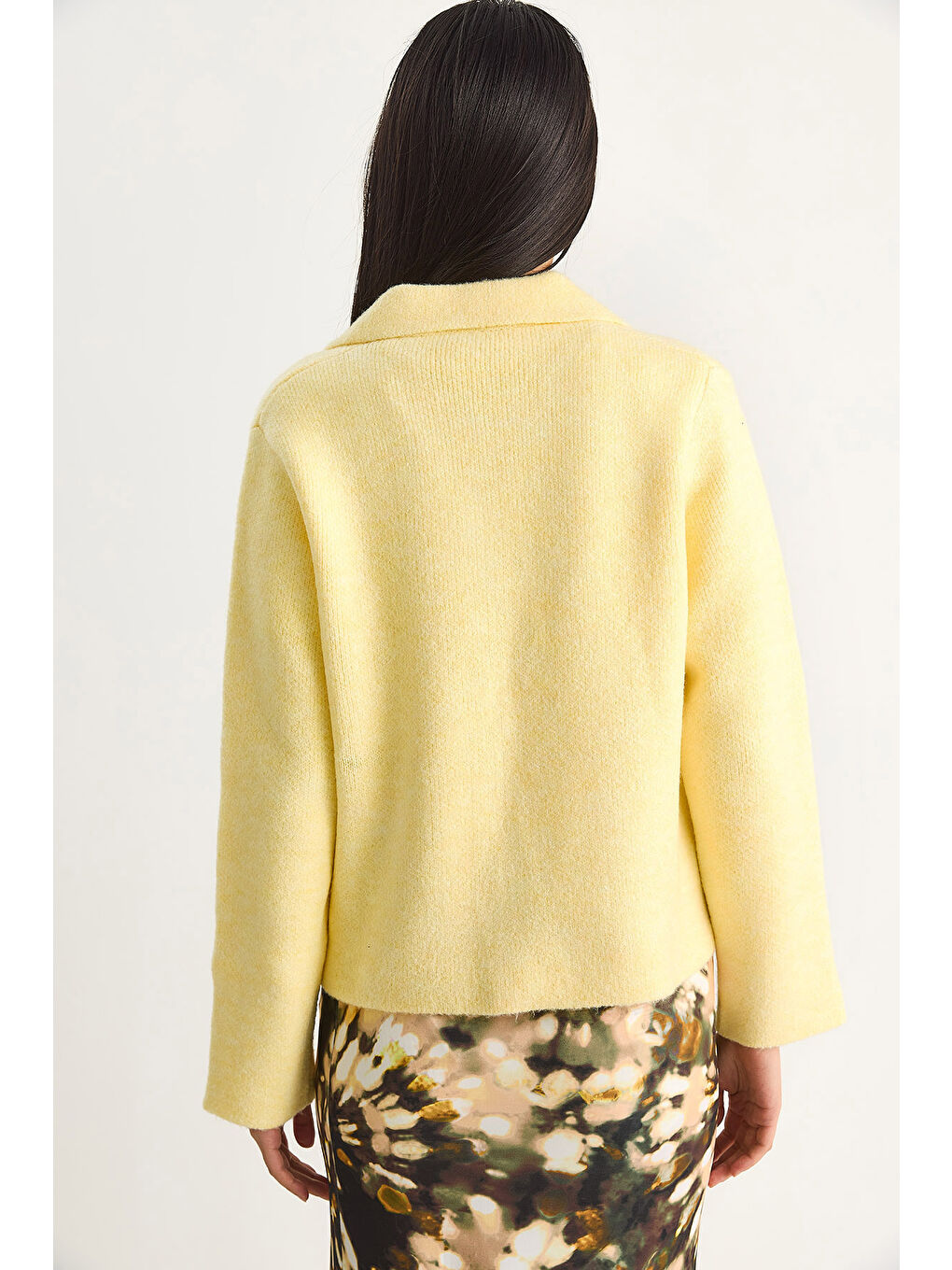 Sarı Kadın Cepli Hırka-6