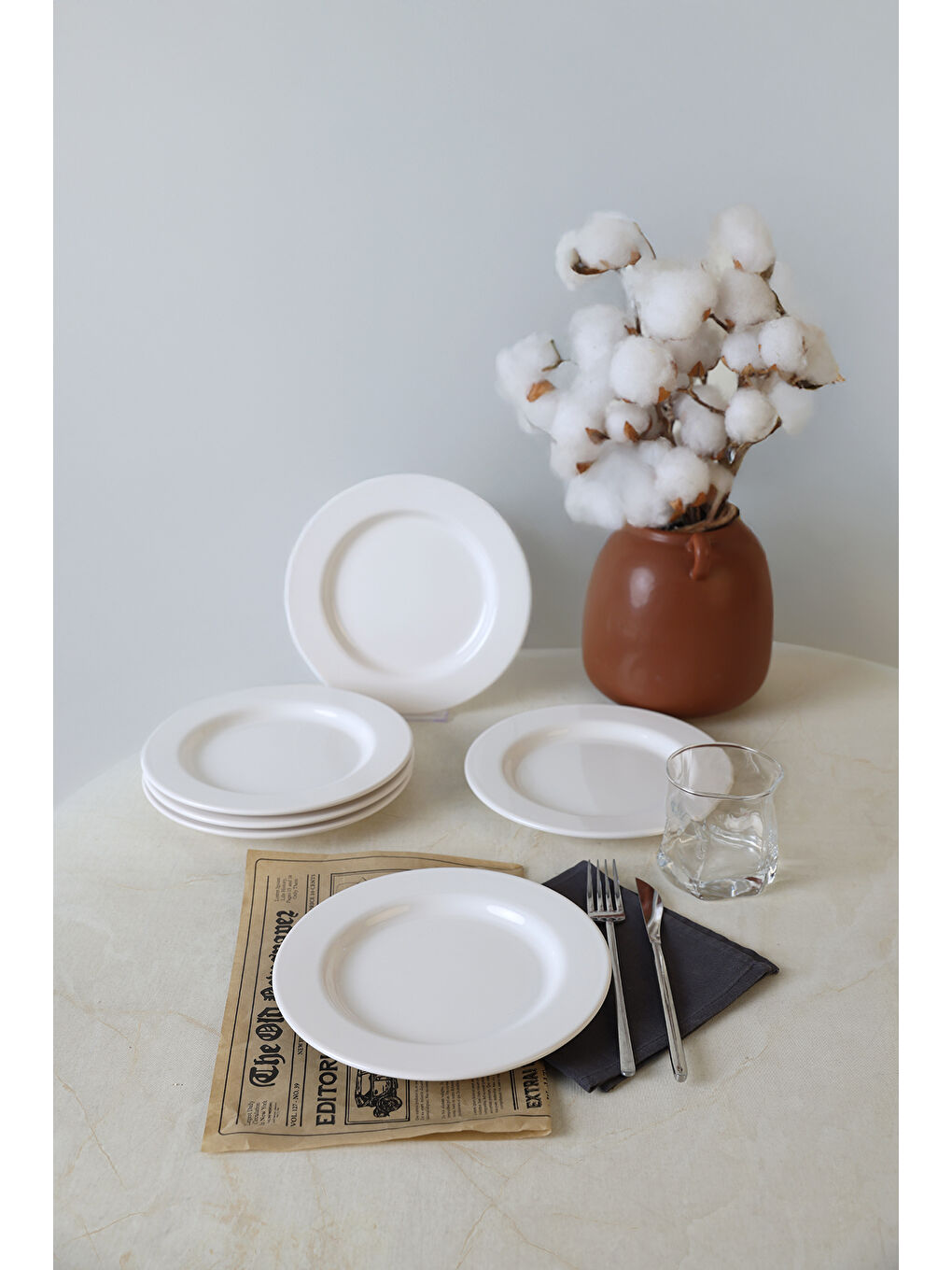 Beyaz Assos Pasta Tabağı 22 Cm 6 Adet