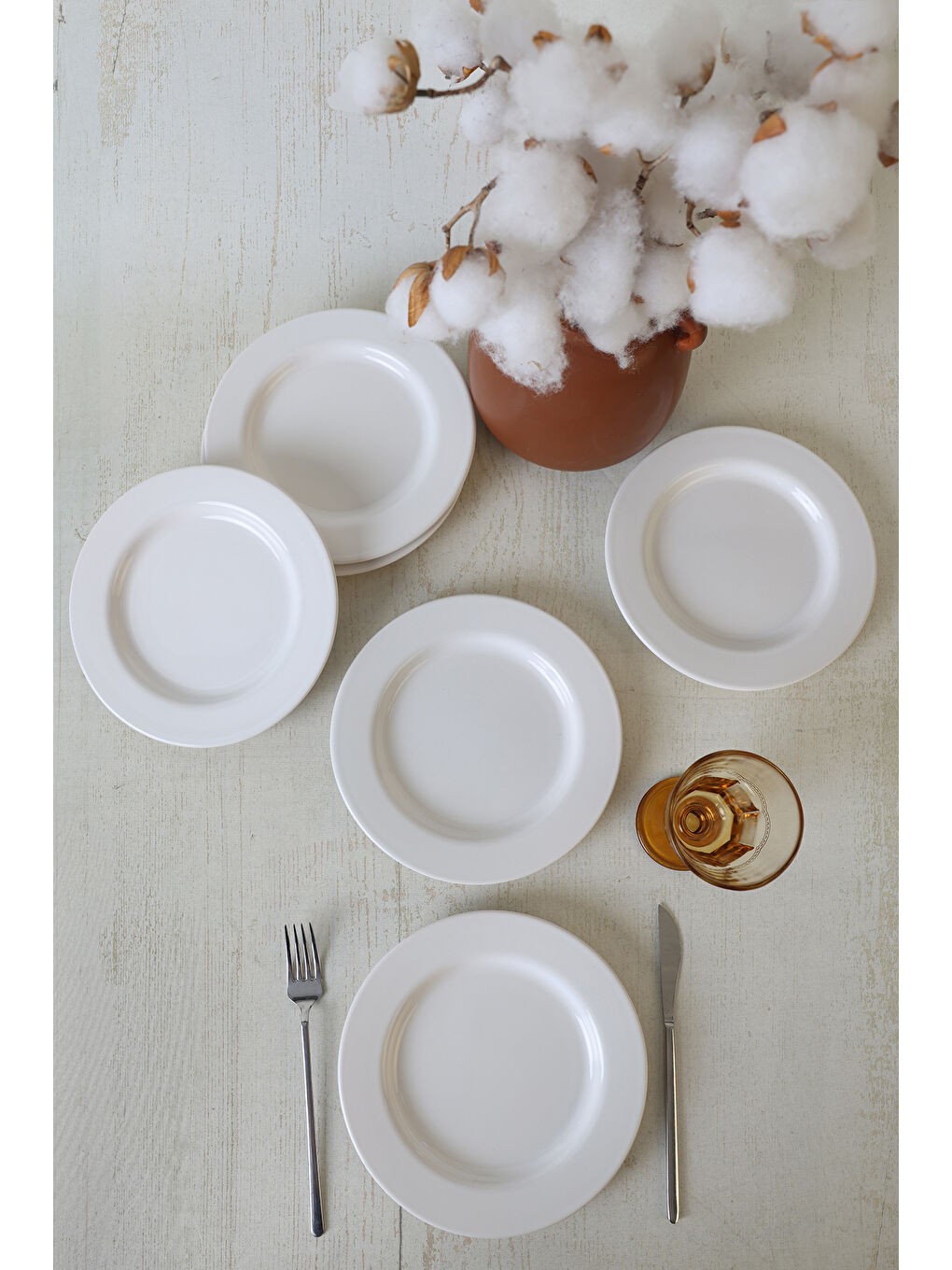 Beyaz Assos Pasta Tabağı 22 Cm 6 Adet-2