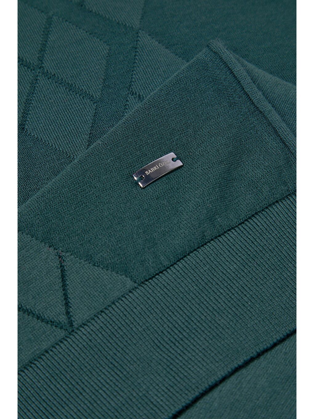 Erkek Yeşil Slim Fit %100 Pamuk Desenli Triko Polo Yaka Tişört-5