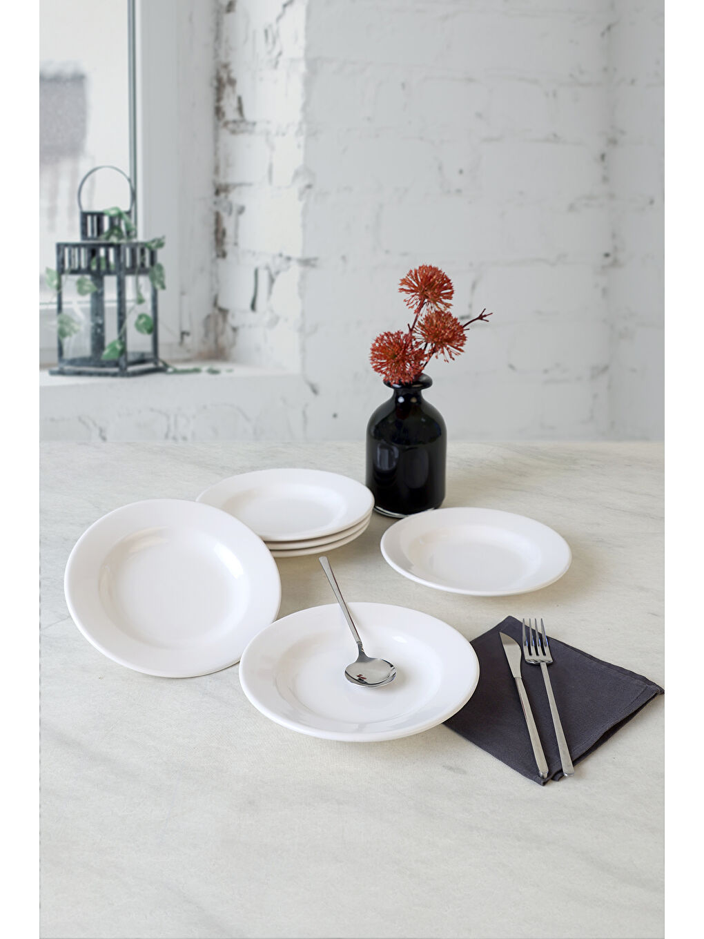 Beyaz Linda Yemek Tabağı 21 Cm 6 Adet-1