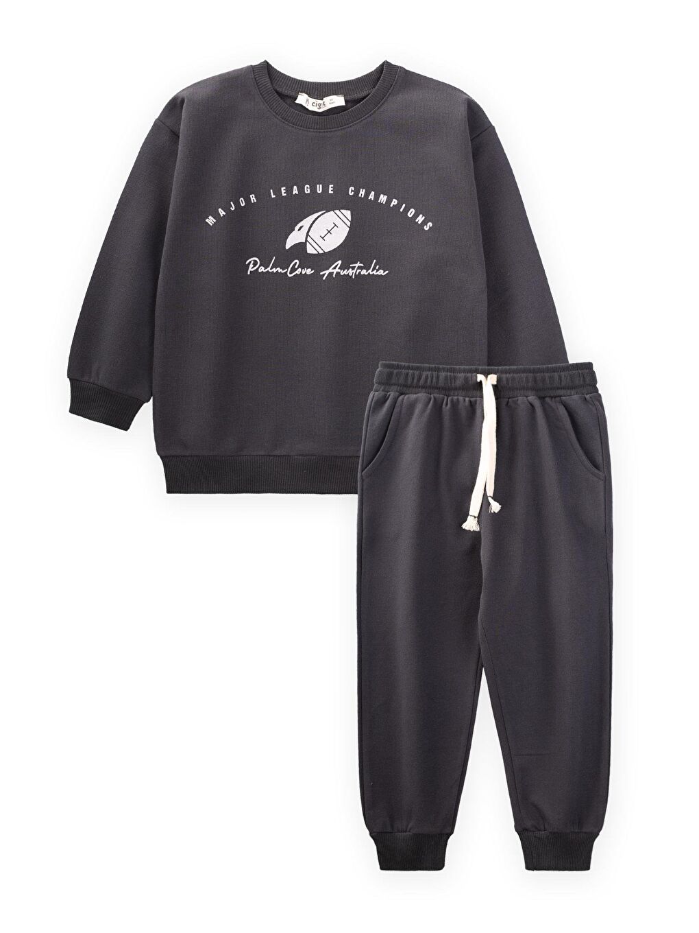 Baskılı Sweatshirt Takım 2-10 Yaş Antrasit