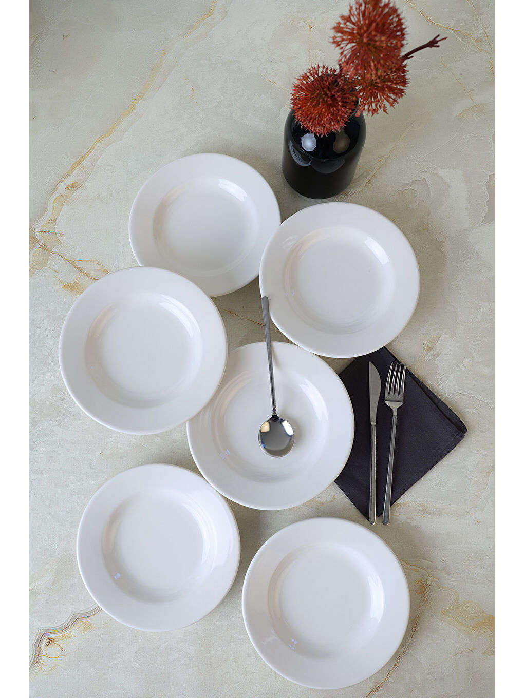 Beyaz Linda Yemek Tabağı 21 Cm 6 Adet-2