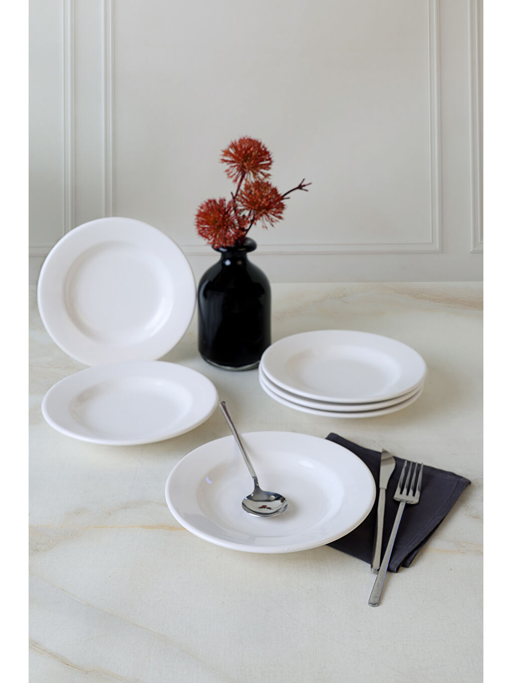 Beyaz Linda Yemek Tabağı 21 Cm 6 Adet-3