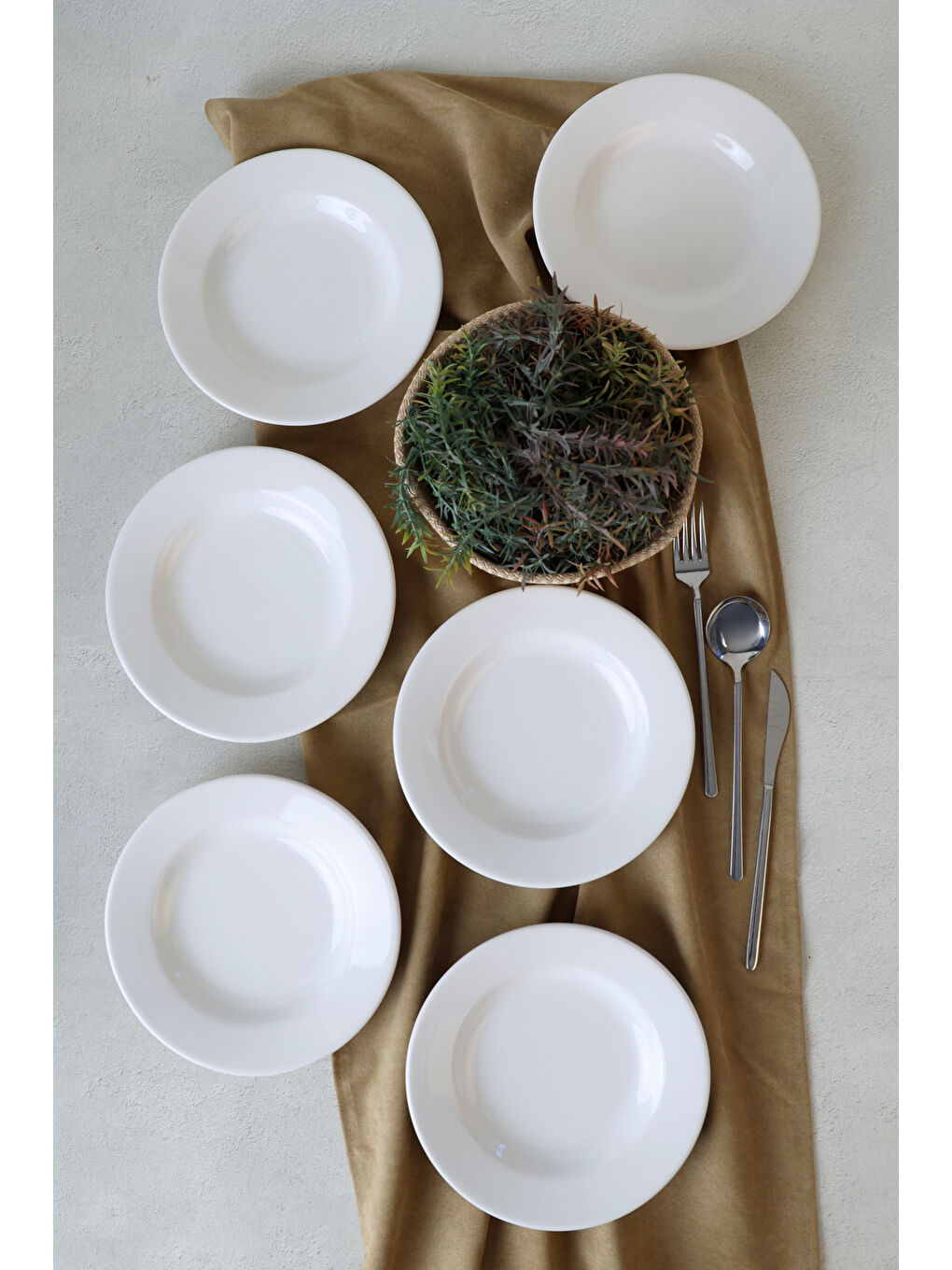 Beyaz Linda Yemek Tabağı 21 Cm 6 Adet-4