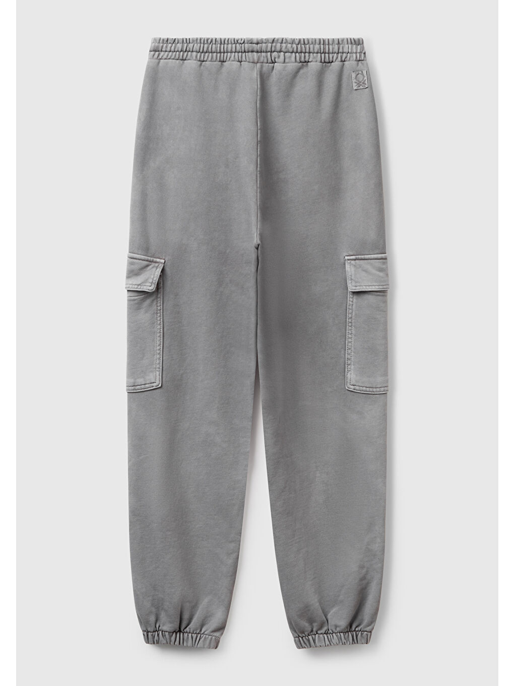 Kadın Antrasit %100 Pamuk Beli İpli Relax Fit Kargo Eşofman Altı-3