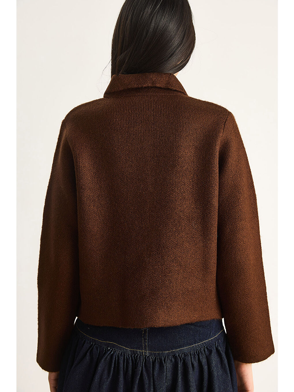 Kahverengi Kadın Cepli Hırka-7