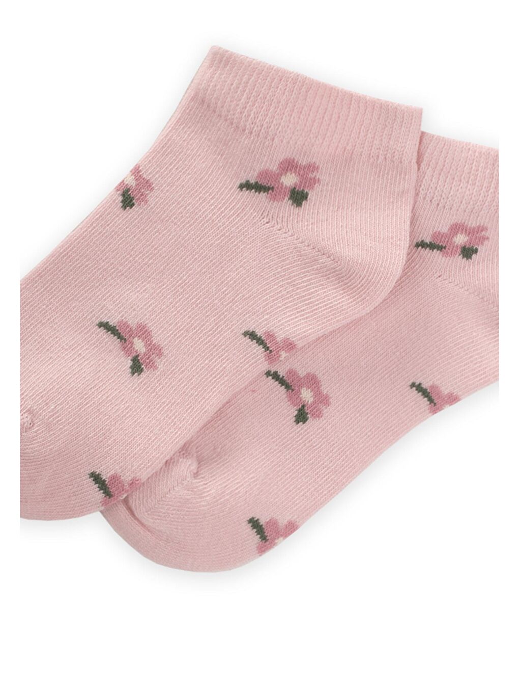 Pembe Kız Çocuk Çiçek Patik Çorap-1