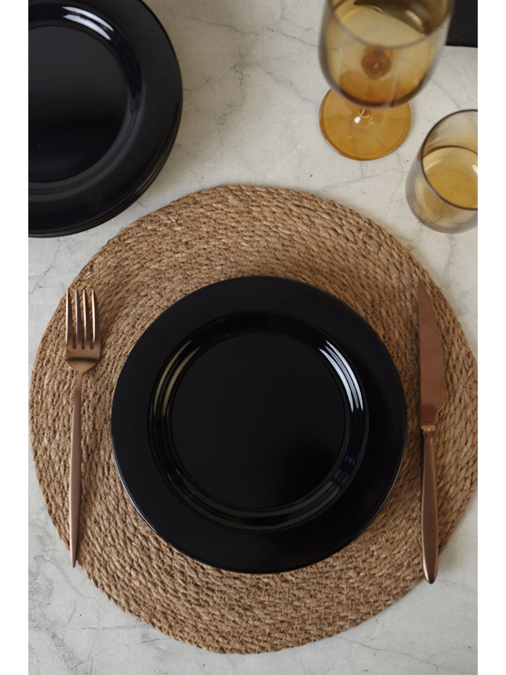 Siyah Assos Pasta Tabağı 22 Cm 6 Adet-4