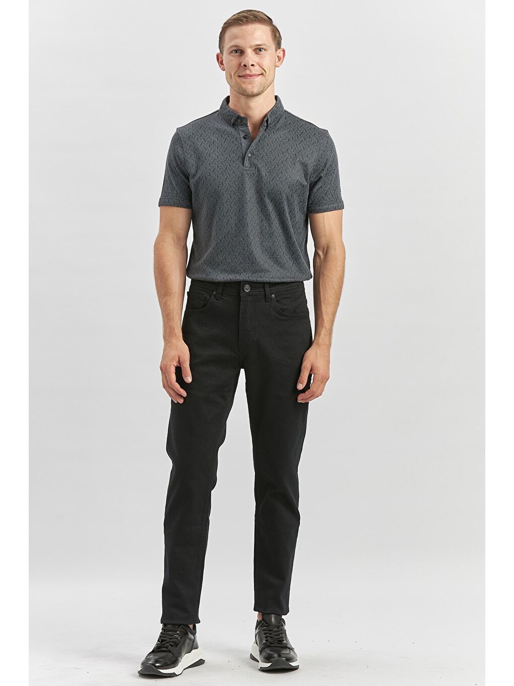 Siyah Düz Cord Slim Fit Casual Denim Pantolon 1023245150-3