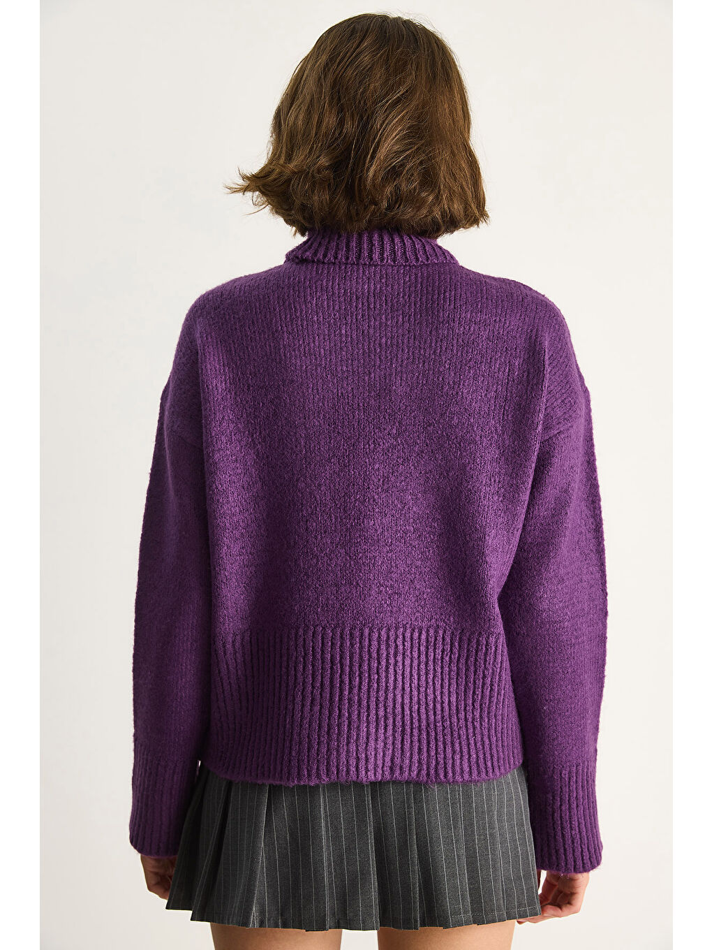 Mor Kadın Balıkçı Yaka Kazak-6