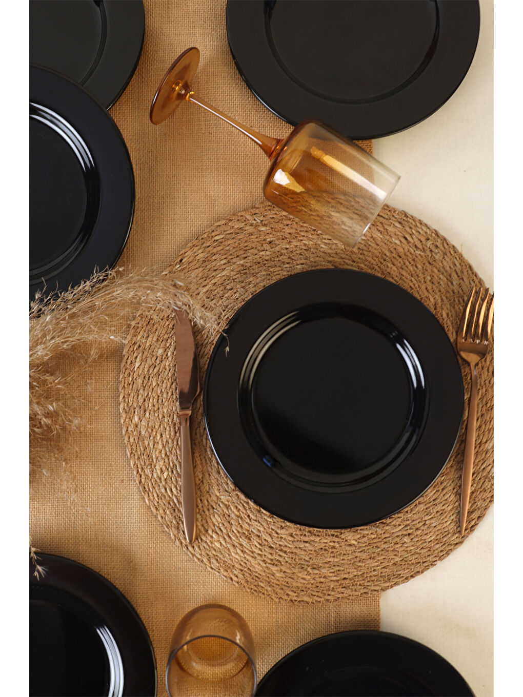 Siyah Assos Pasta Tabağı 22 Cm 6 Adet-7