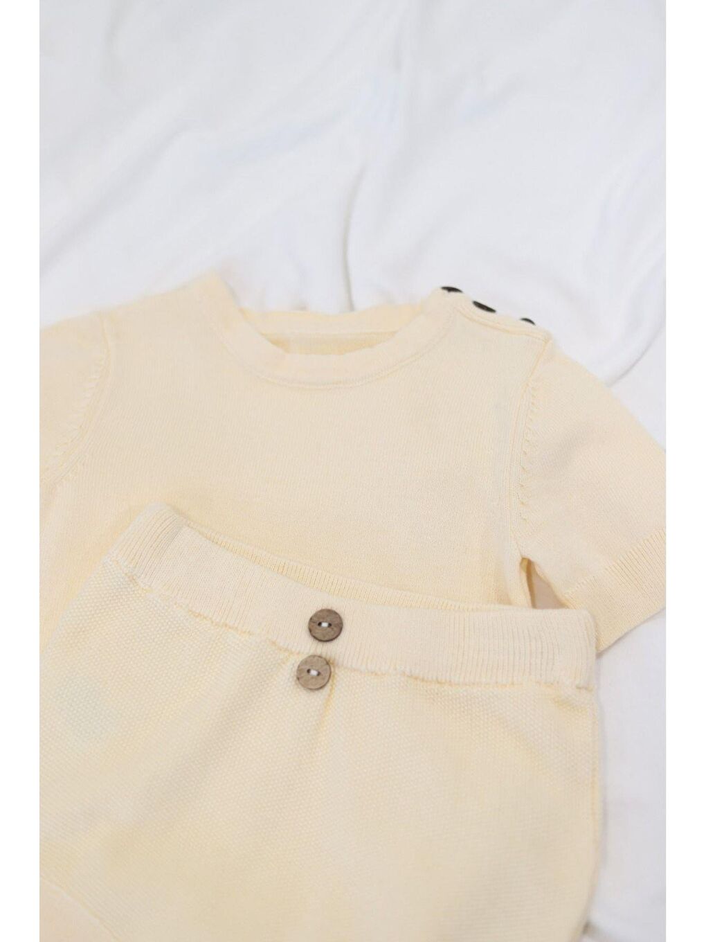 Ekru Unisex Çocuk Triko T-Shirt Eşofman Alt-Üst Takım-2