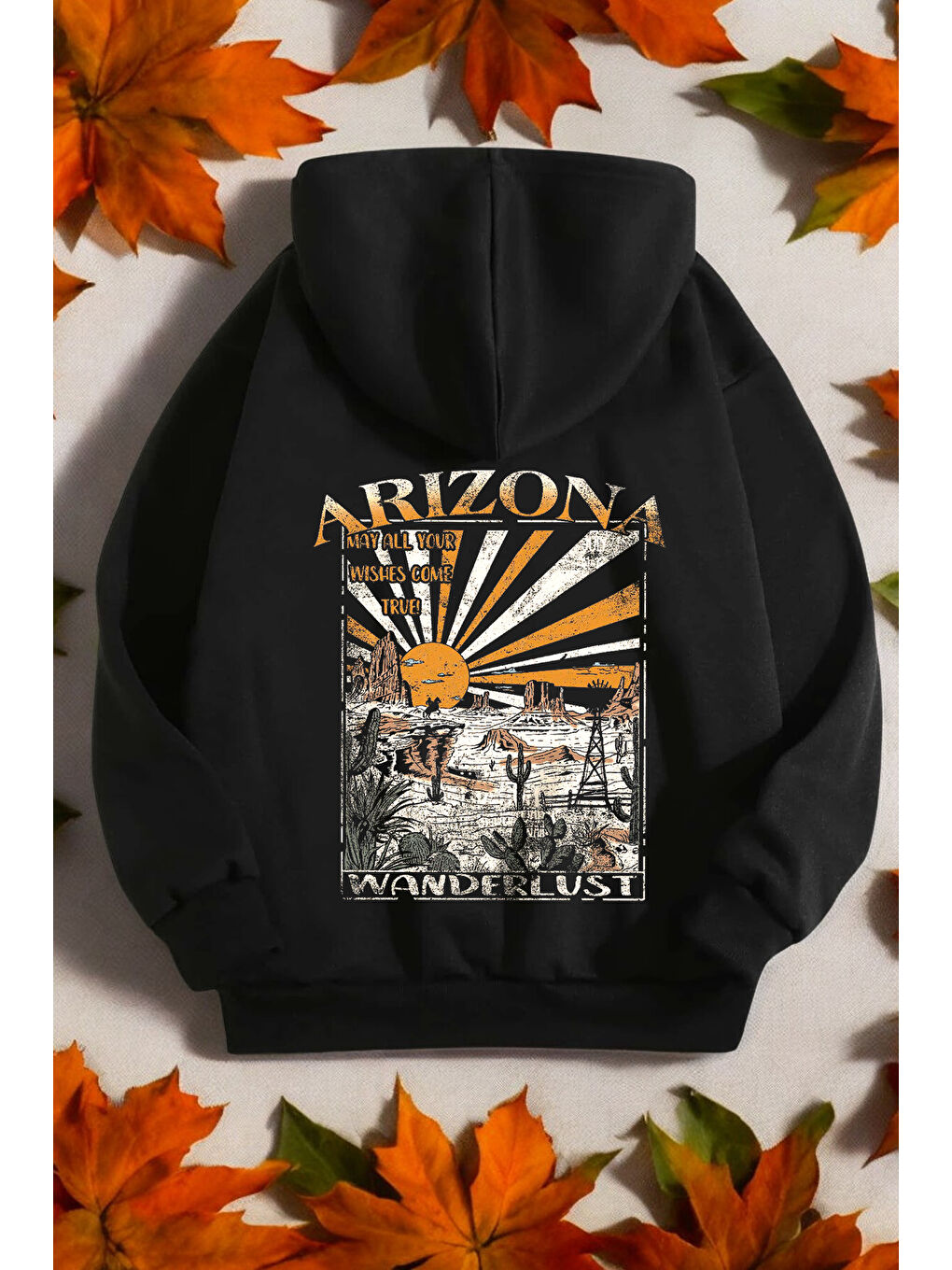 uyguntarz Siyah Arizona Baskılı Unisex Oversize Sweatshirt - 1