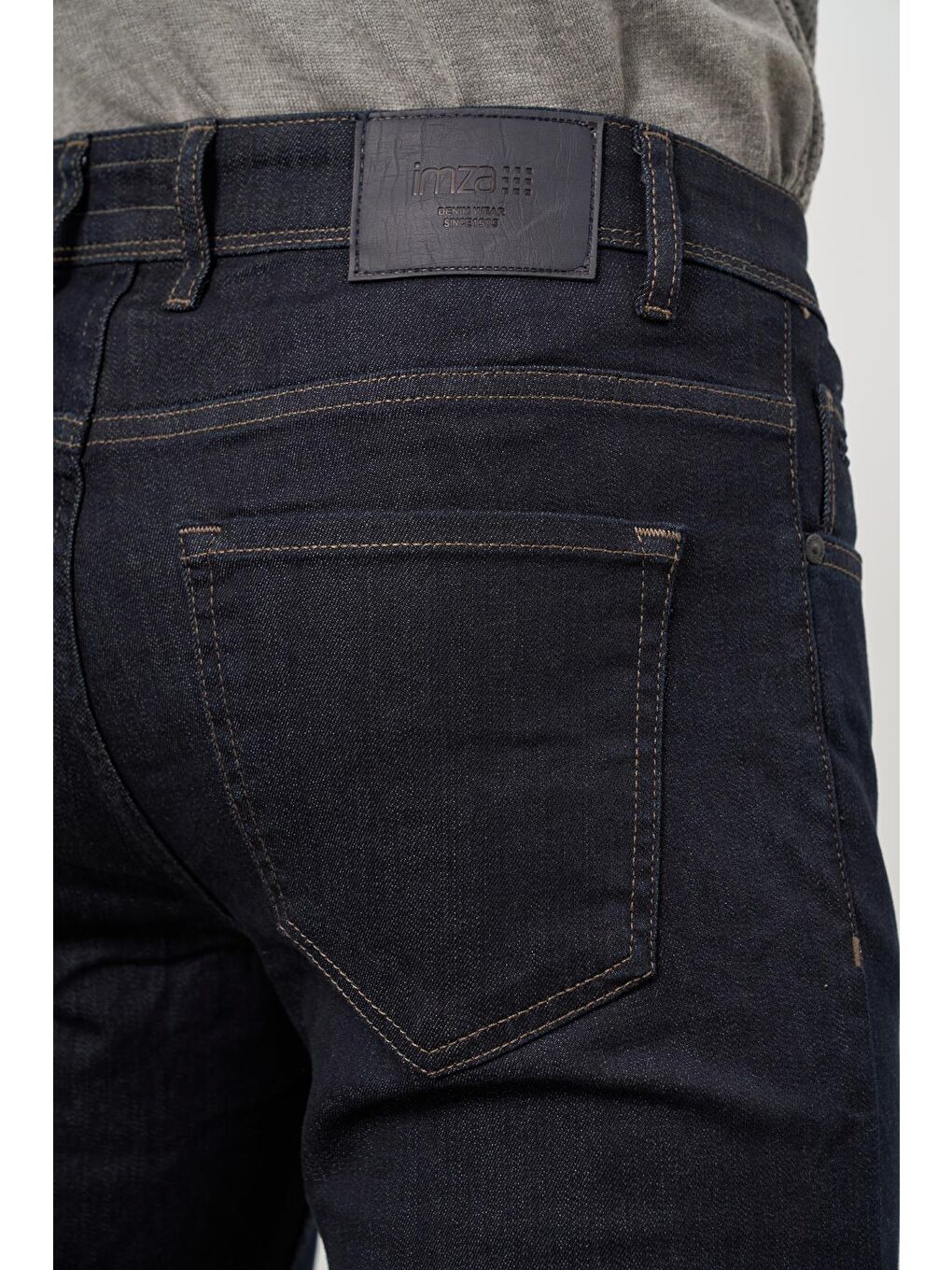 İMZA Koyu Lacivert Düz Gabardin Slim Fit Casual Denim Pantolon 1023245152 - 7