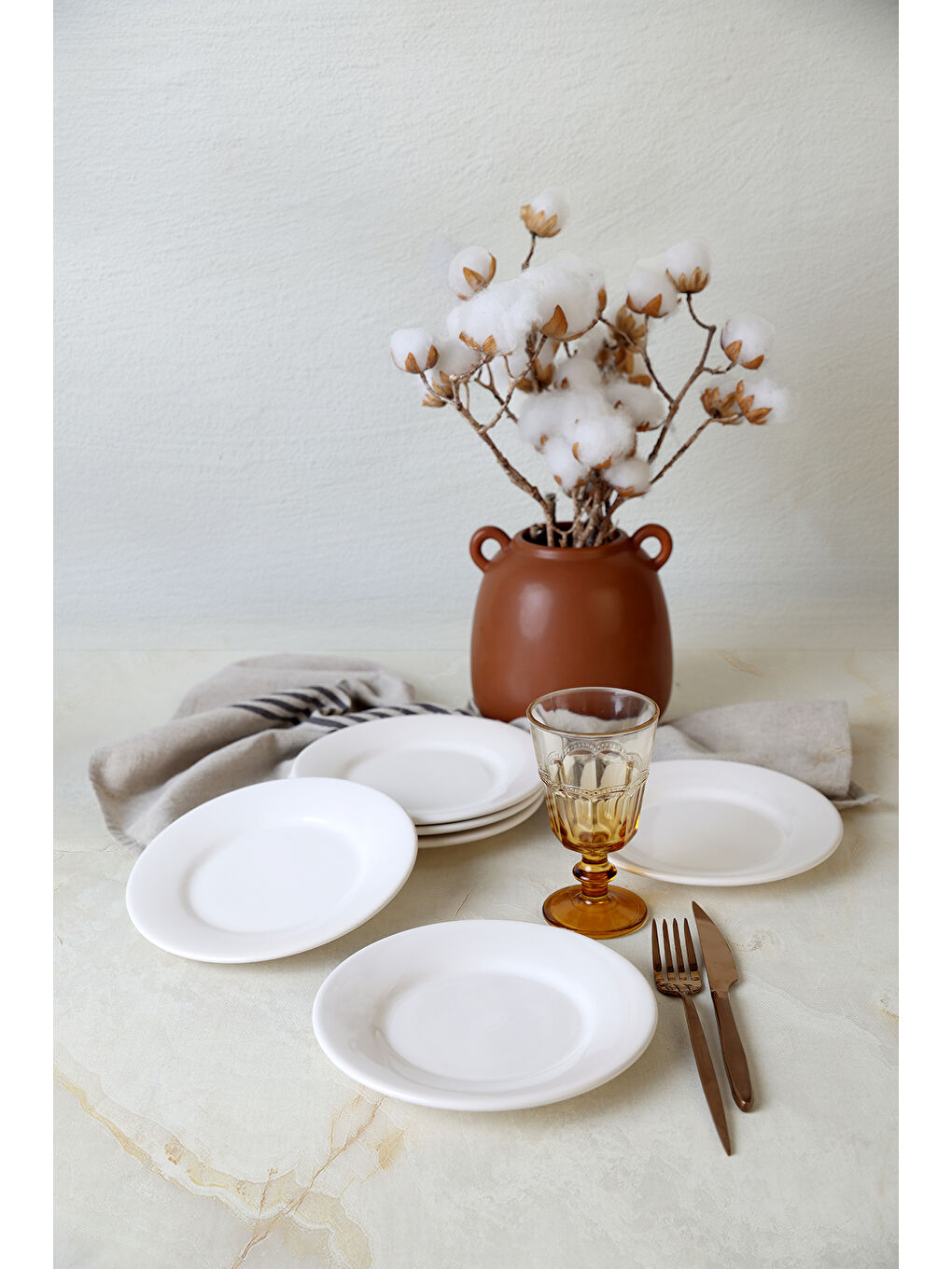 Beyaz Linda Pasta Tabağı 19 Cm 6 Adet-1