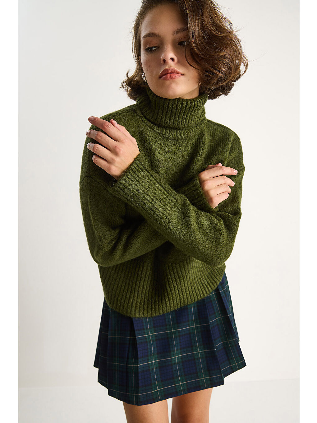 Yeşil Kadın Balıkçı Yaka Kazak-2