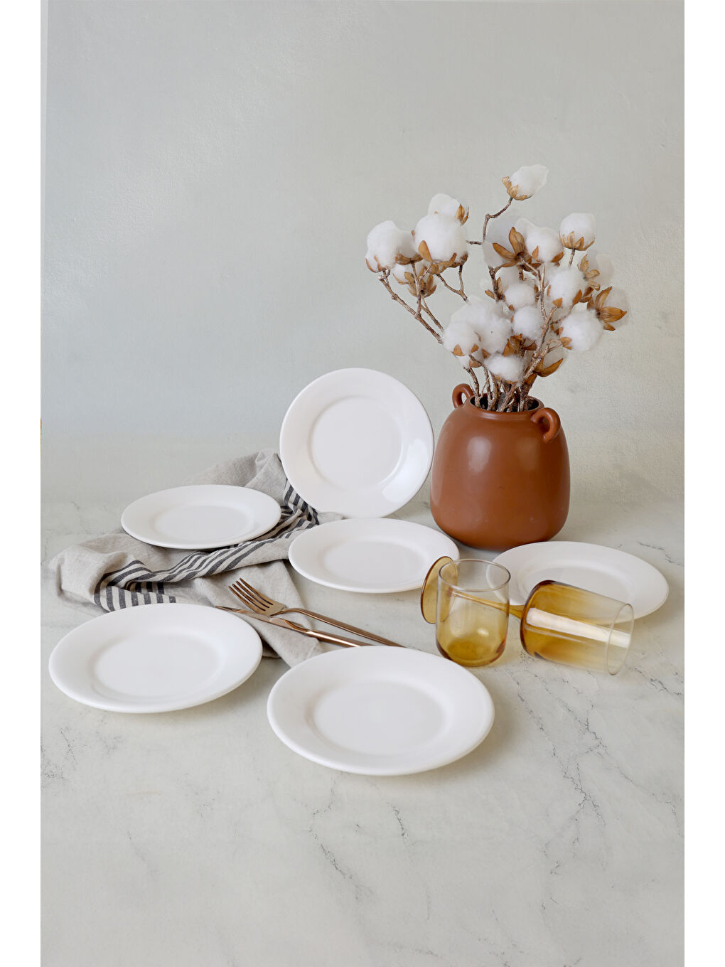 Beyaz Linda Pasta Tabağı 19 Cm 6 Adet-2