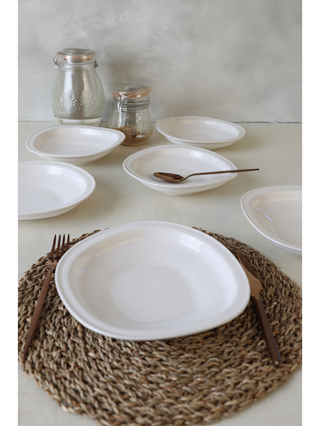 Beyaz Bloom Yemek Tabağı 24 Cm 6 Adet-4