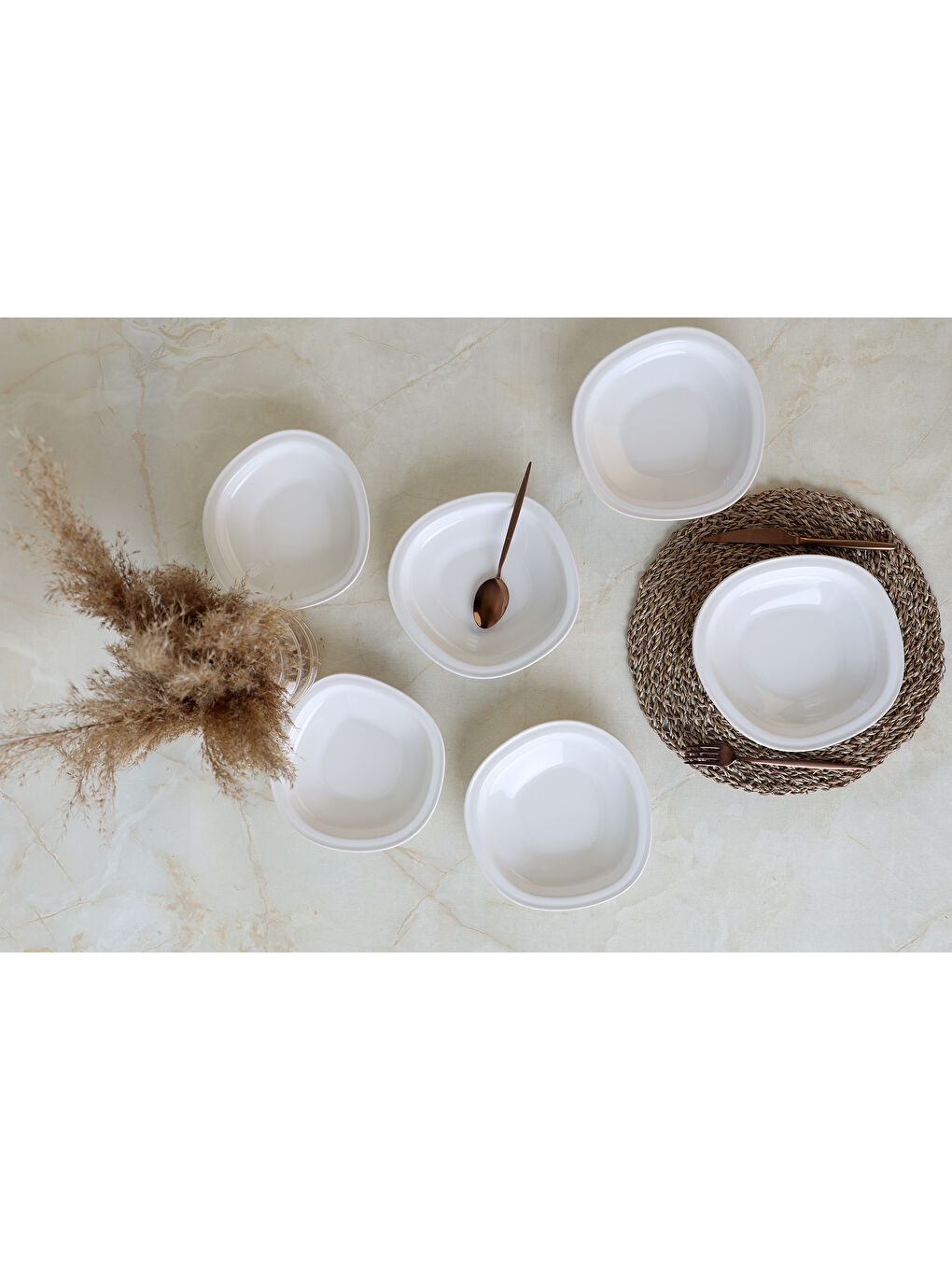 Beyaz Bloom Yemek Tabağı 24 Cm 6 Adet-5